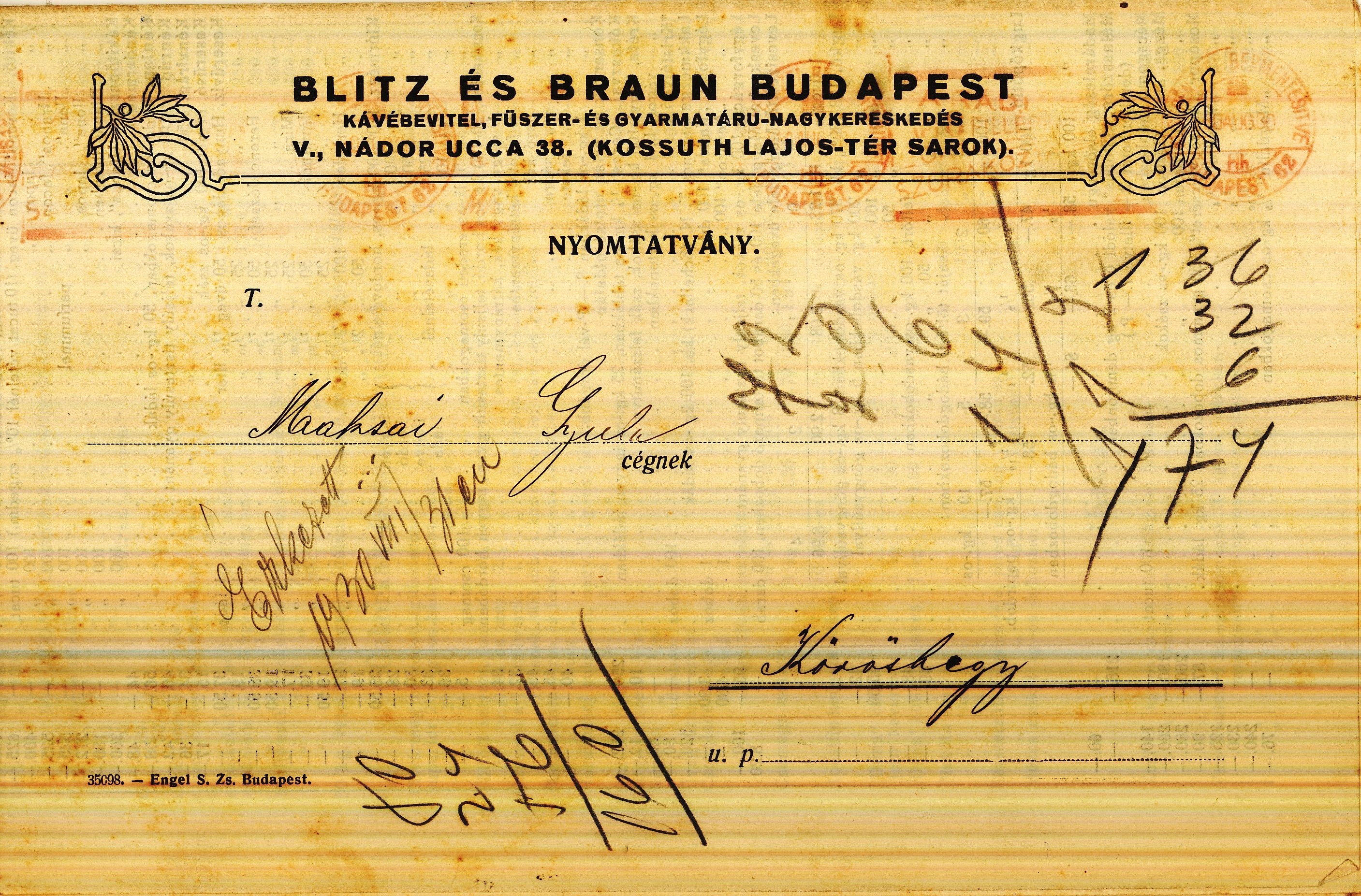 Blitz és Braun árjegyzék (Magyar Kereskedelmi és Vendéglátóipari Múzeum CC BY-NC-SA)