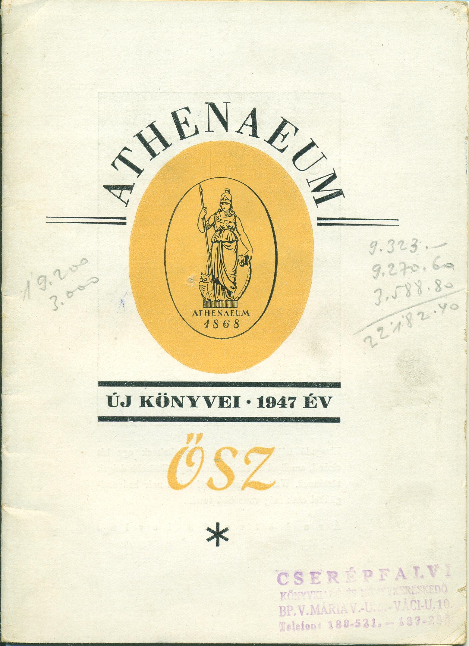 Athenaeum új könyvei. 1947 év ősz (Magyar Kereskedelmi és Vendéglátóipari Múzeum CC BY-NC-SA)