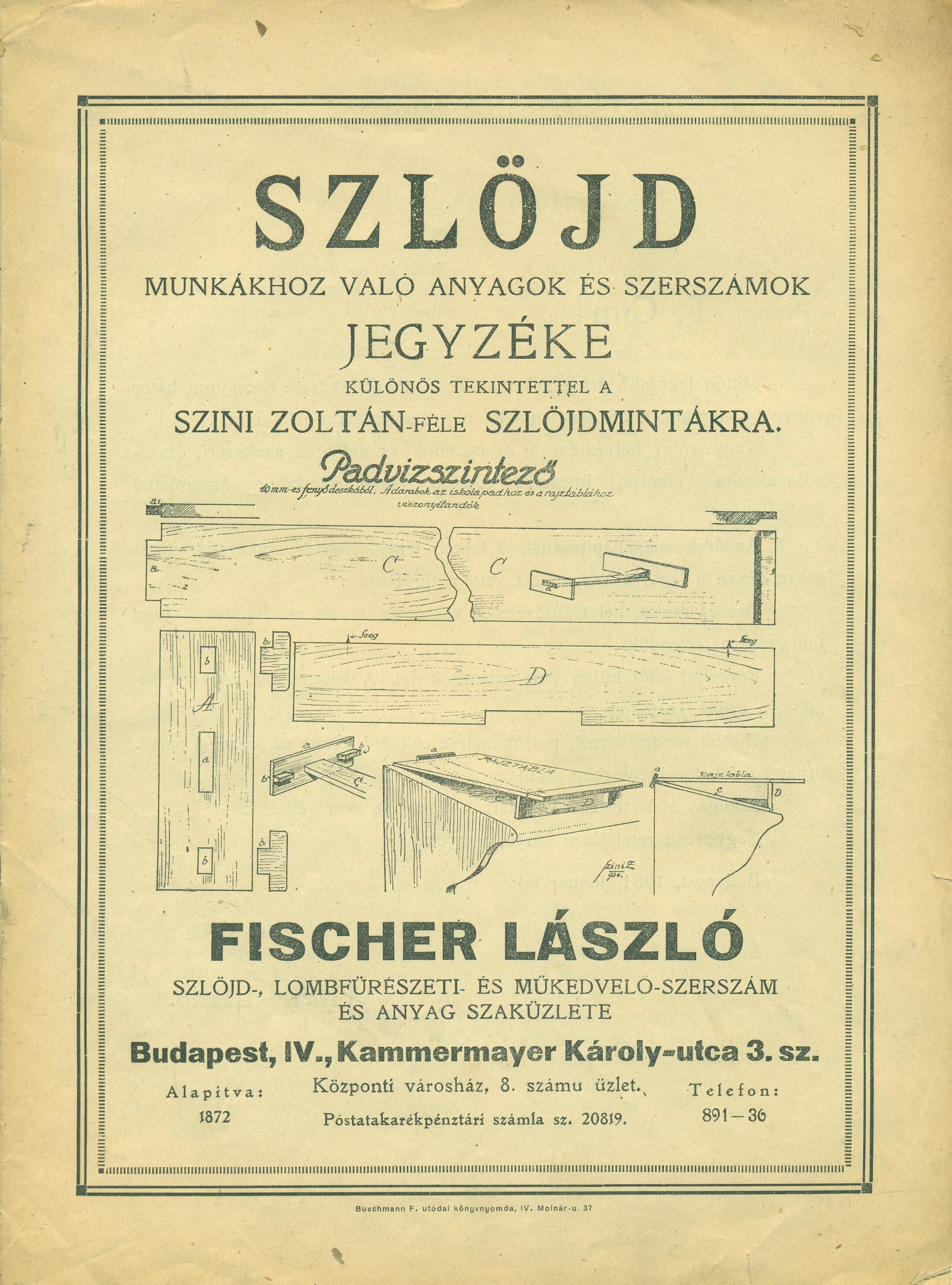 Szlöjd munkákhoz való anyagok és szerszámok jegyzéke (Magyar Kereskedelmi és Vendéglátóipari Múzeum CC BY-NC-SA)