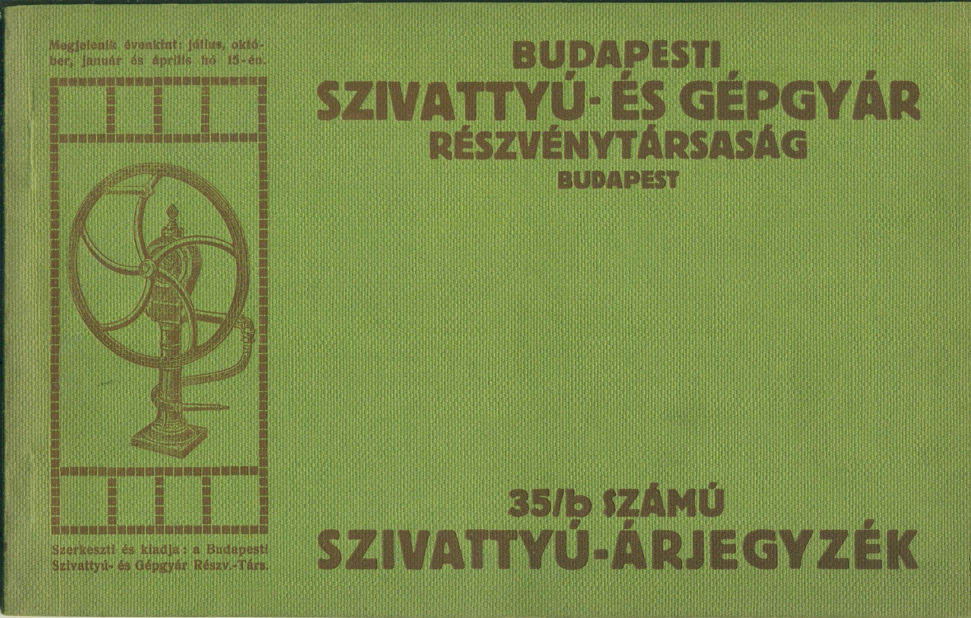 35/b számú szivattyú-árjegyzék (Magyar Kereskedelmi és Vendéglátóipari Múzeum CC BY-NC-SA)