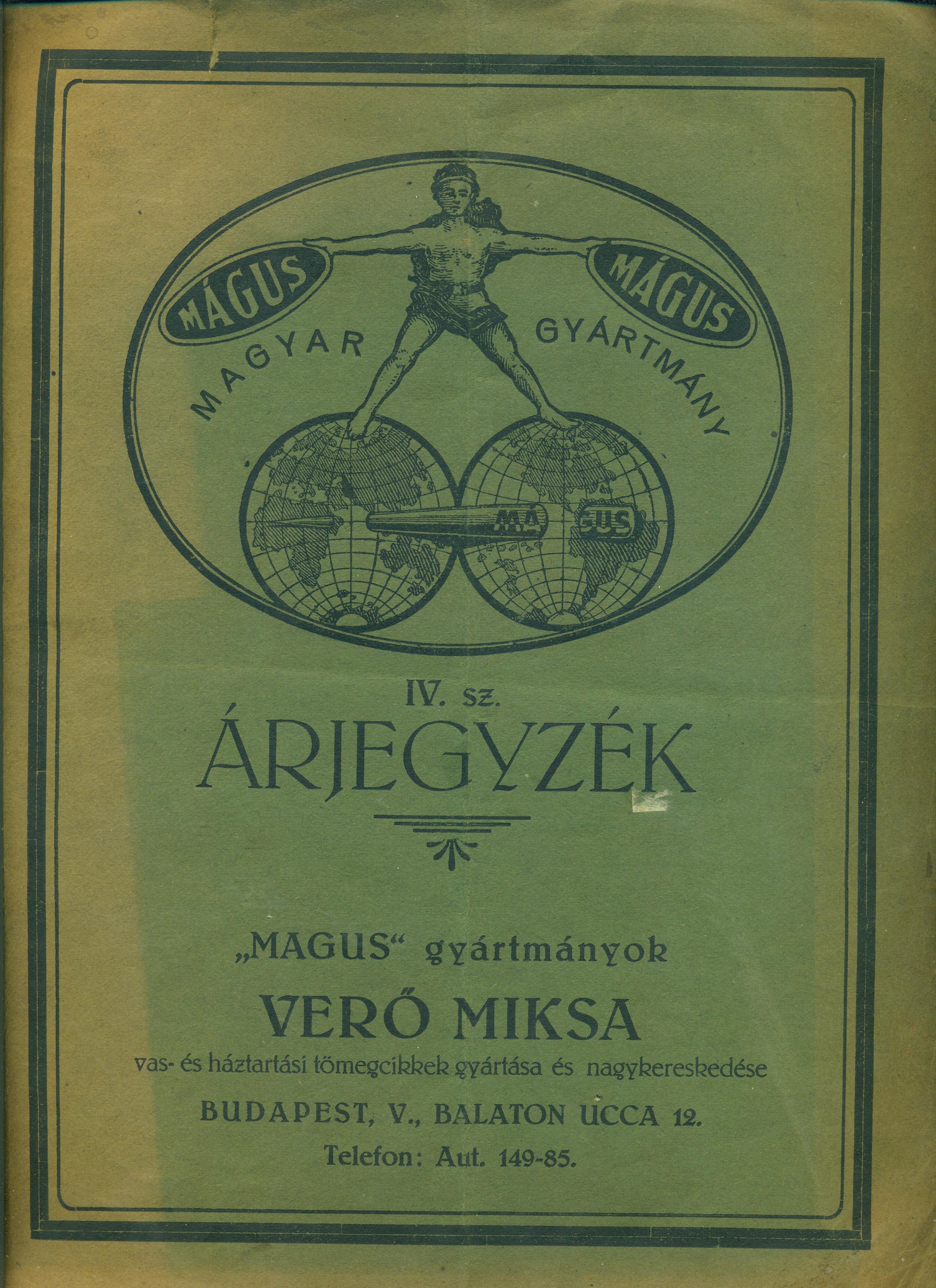 IV. sz. árjegyzék. "Mágus" gyártmányok (Magyar Kereskedelmi és Vendéglátóipari Múzeum CC BY-NC-SA)