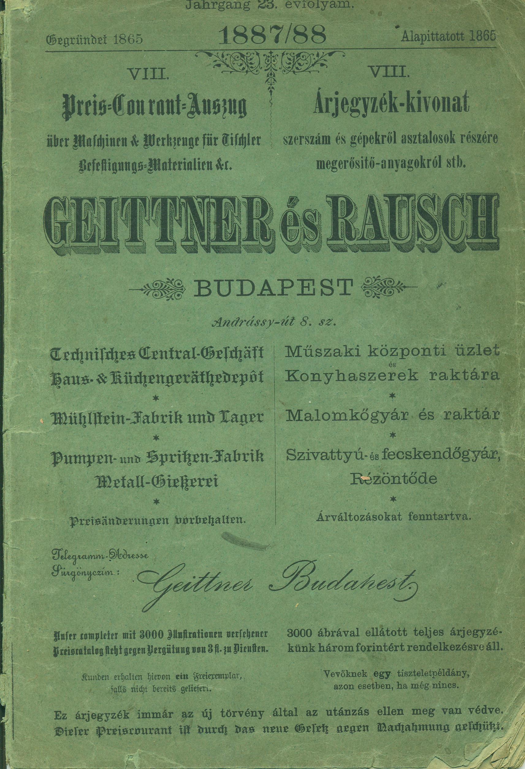 Geittner és Rausch VIII. Árjegyzék-kikvonata (Magyar Kereskedelmi és Vendéglátóipari Múzeum CC BY-NC-SA)