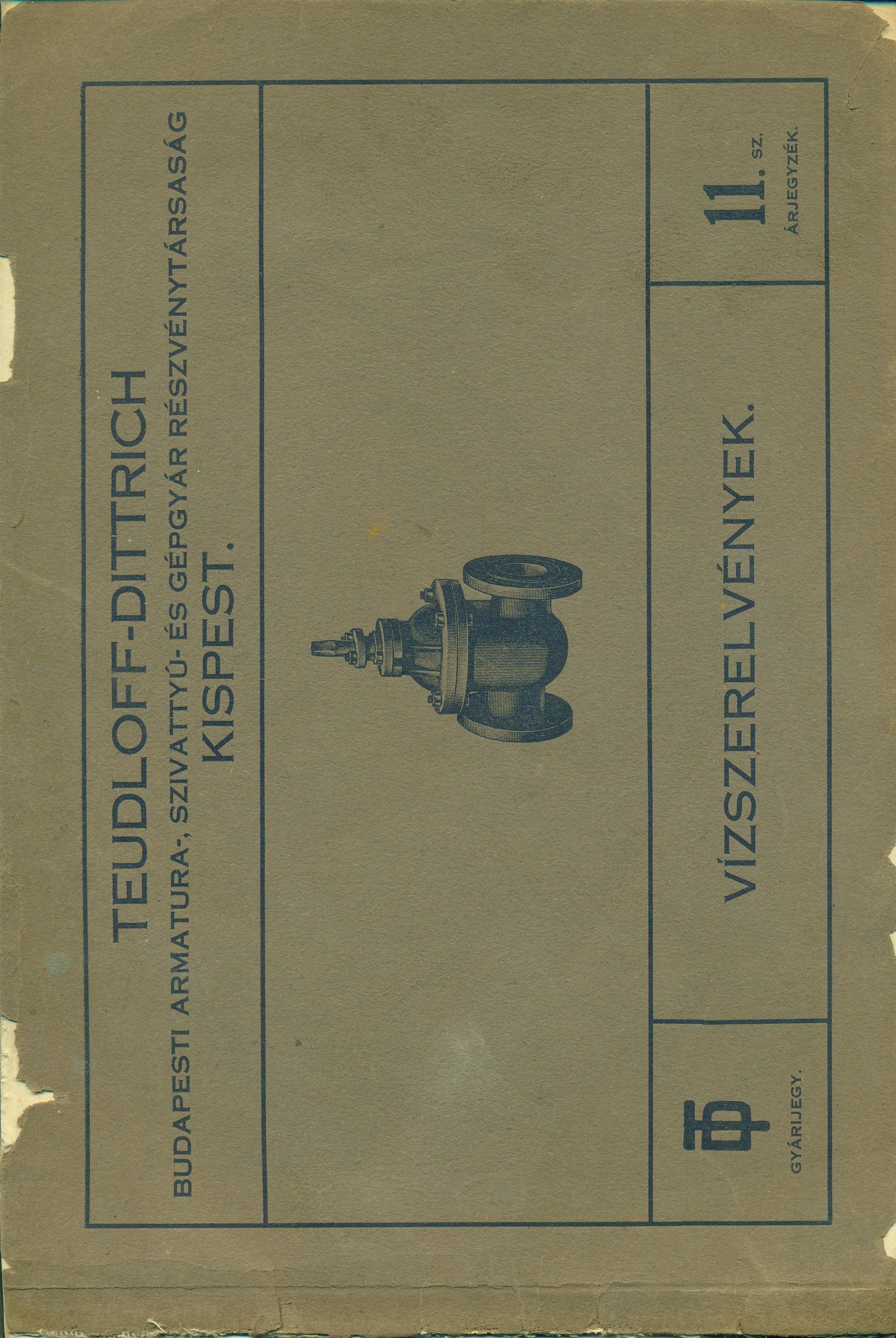 11. sz. árjegyzék. Vízszerelvények (Magyar Kereskedelmi és Vendéglátóipari Múzeum CC BY-NC-SA)