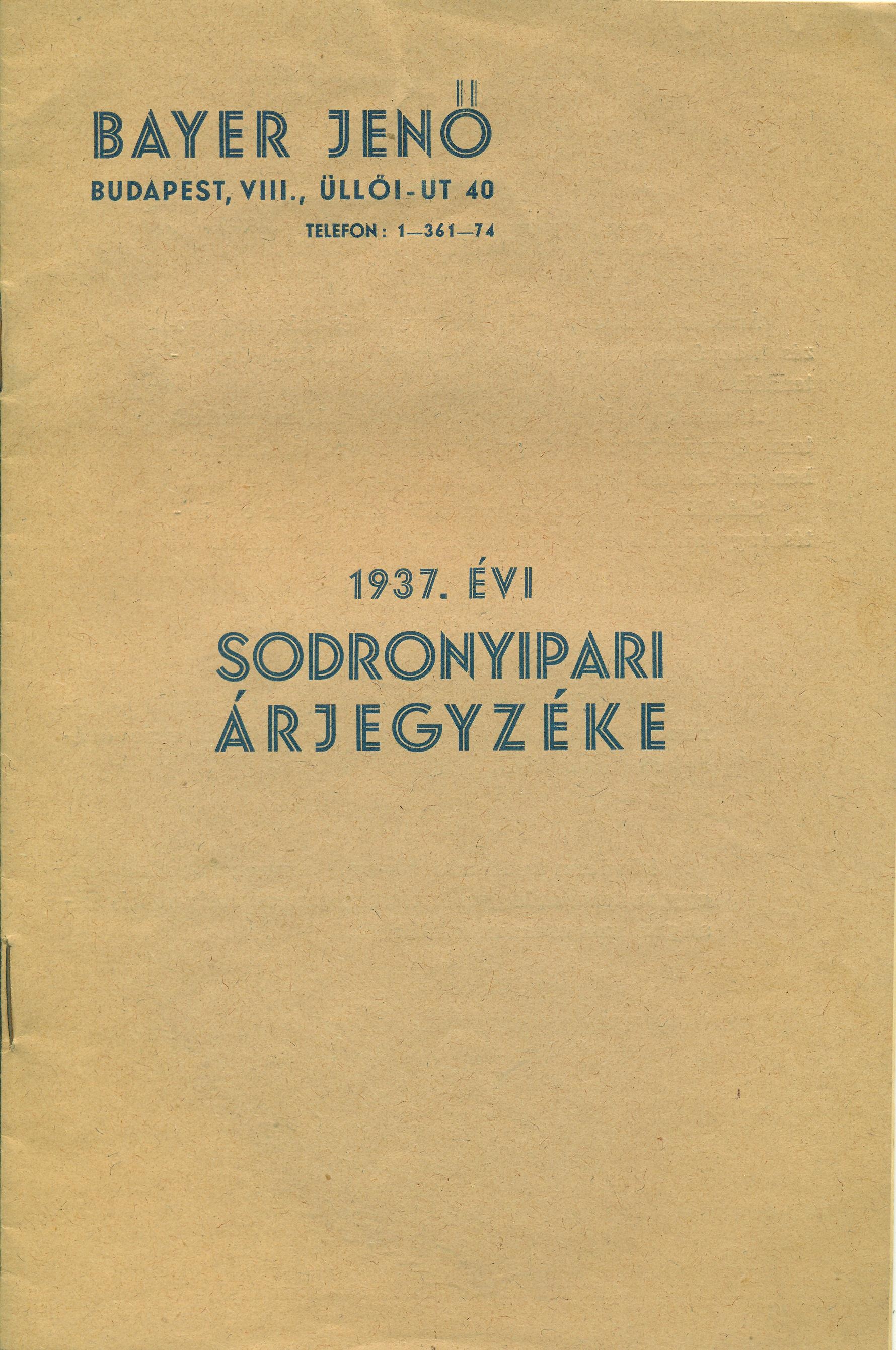 [Sodronyipari árjegyzék] (Magyar Kereskedelmi és Vendéglátóipari Múzeum CC BY-NC-SA)