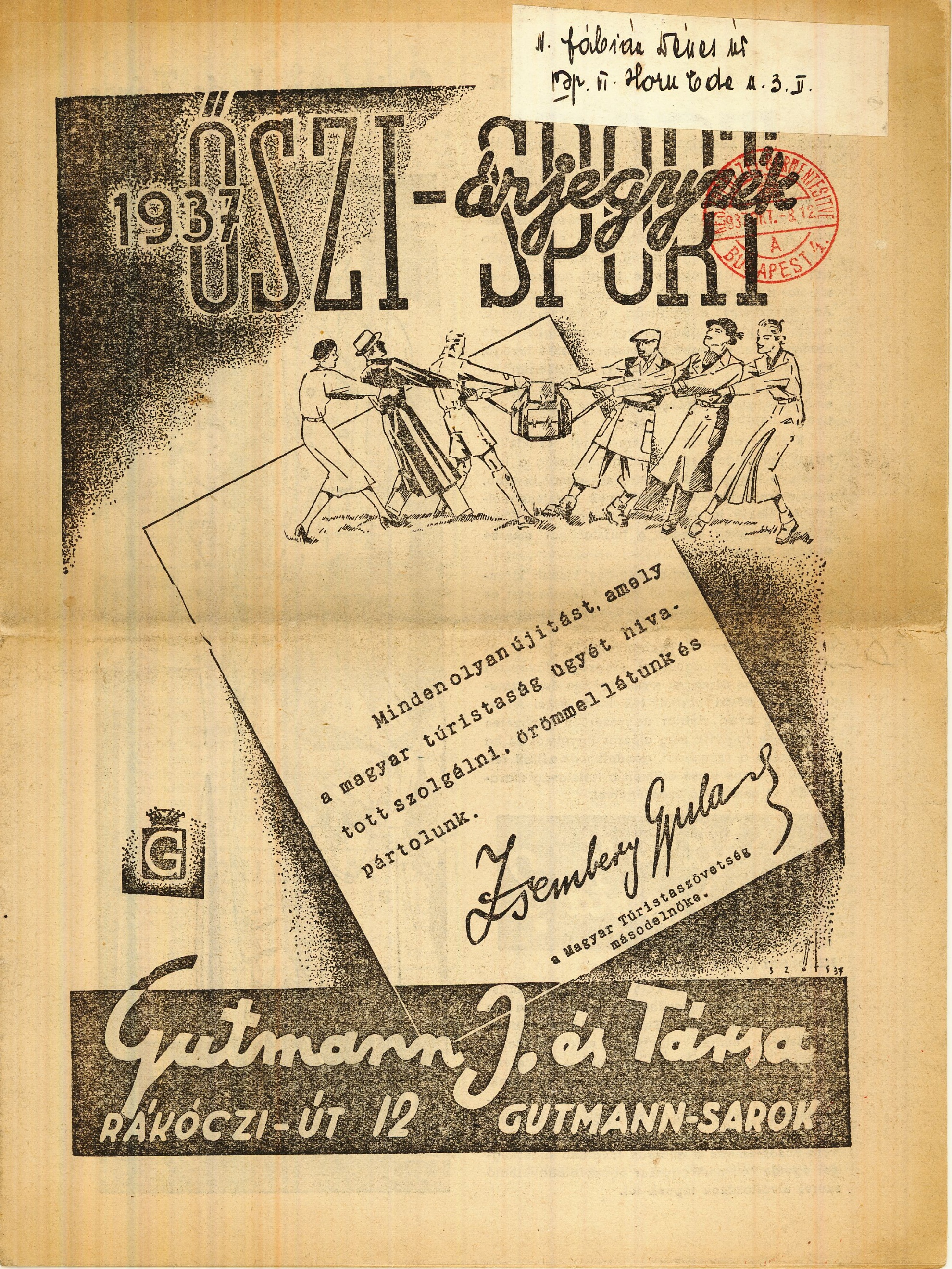 1937 őszi Sport-árjegyzék (Magyar Kereskedelmi és Vendéglátóipari Múzeum CC BY-NC-SA)