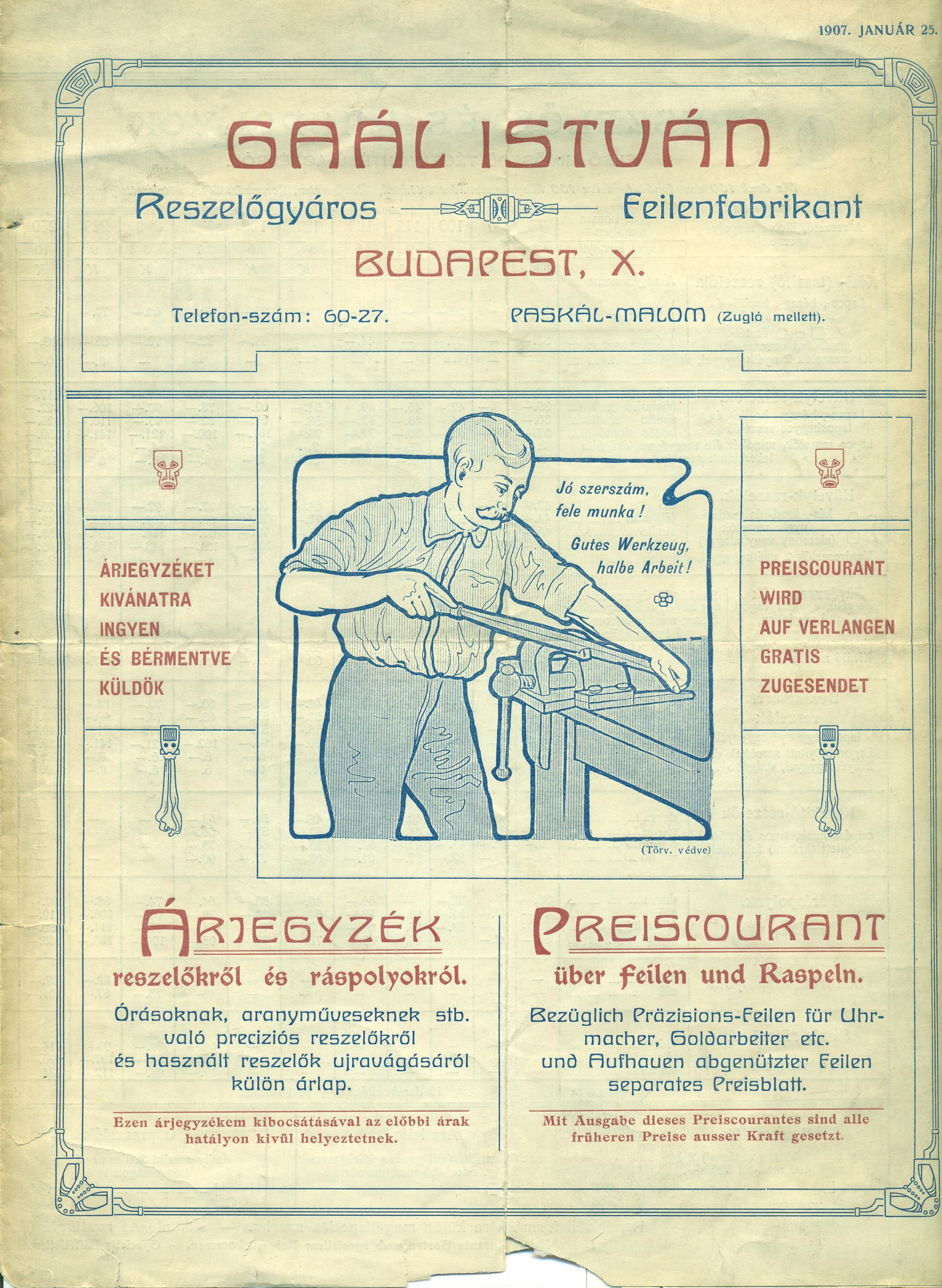 Árjegyzék reszelőkről és ráspolyokról (Magyar Kereskedelmi és Vendéglátóipari Múzeum CC BY-NC-SA)