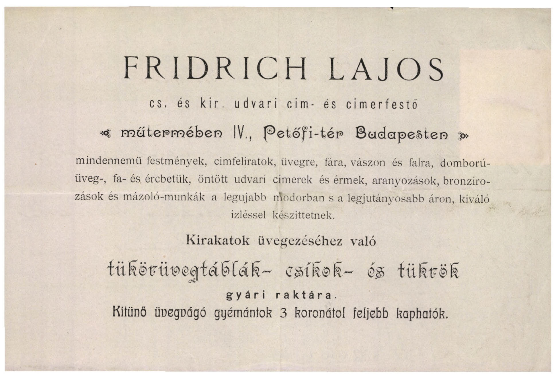 Fridrich Lajos cím- és címerfestő (Magyar Kereskedelmi és Vendéglátóipari Múzeum CC BY-NC-SA)