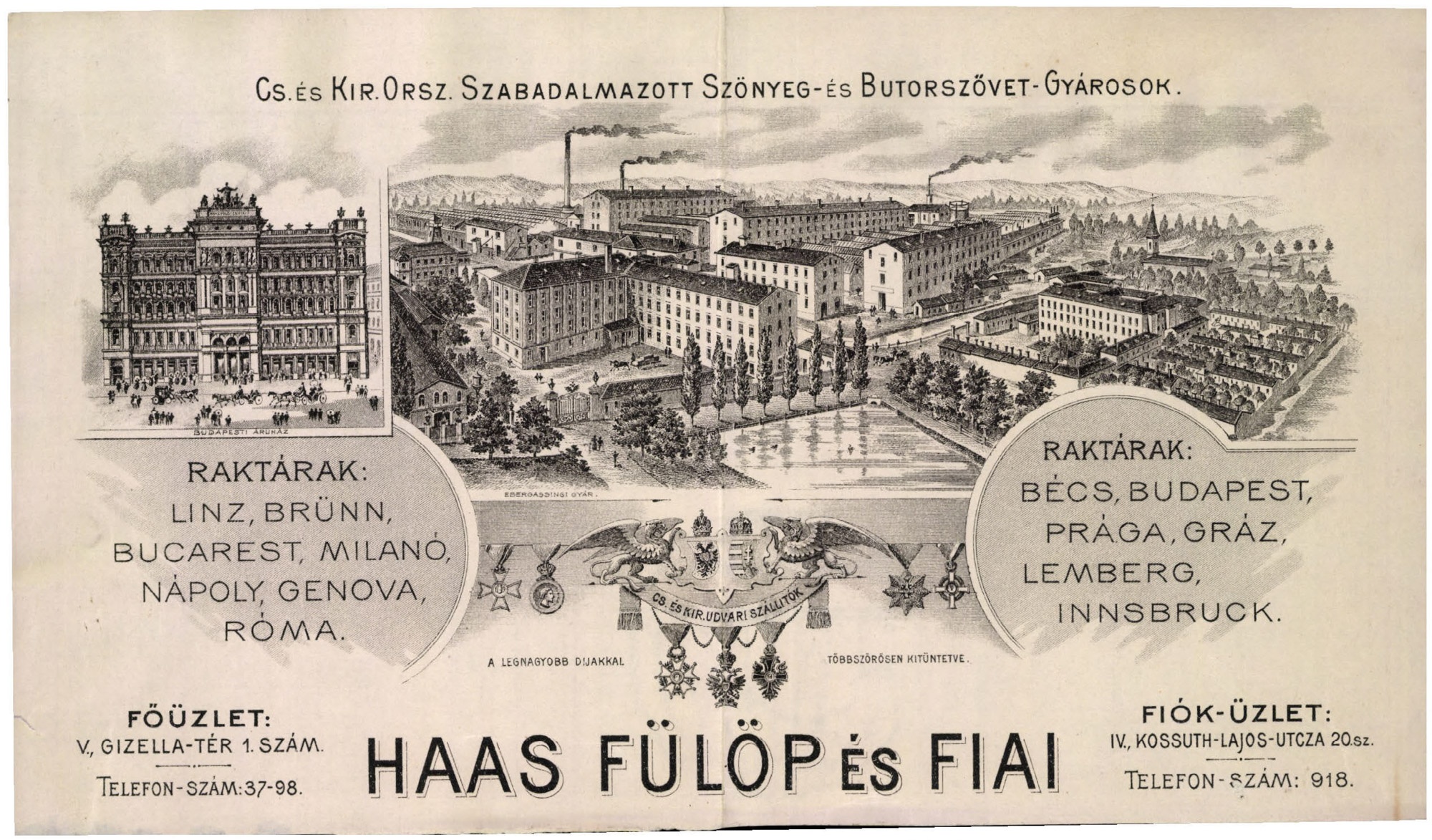 Haas Fülöp és Fiai, szőnyeg- és bútorszövet gyárosok (Magyar Kereskedelmi és Vendéglátóipari Múzeum CC BY-NC-SA)