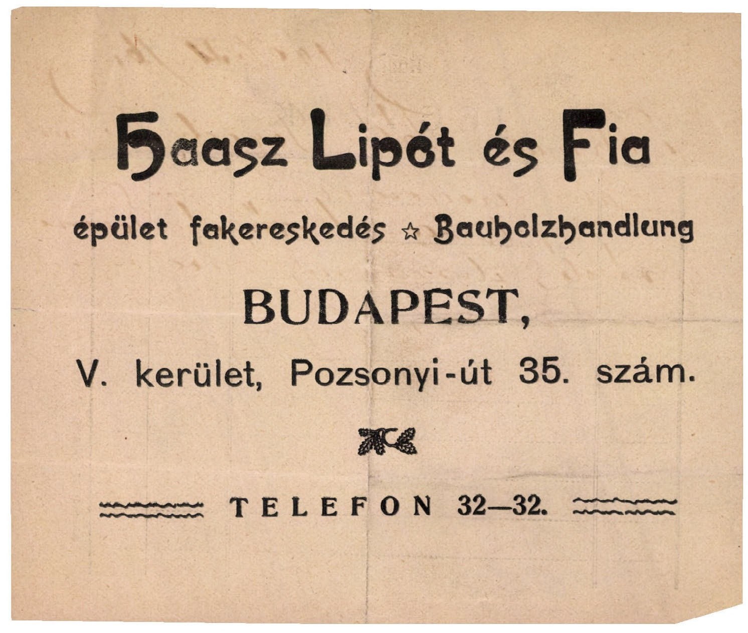 Haasz Lipót és Fia épület fakereskedés (Magyar Kereskedelmi és Vendéglátóipari Múzeum CC BY-NC-SA)