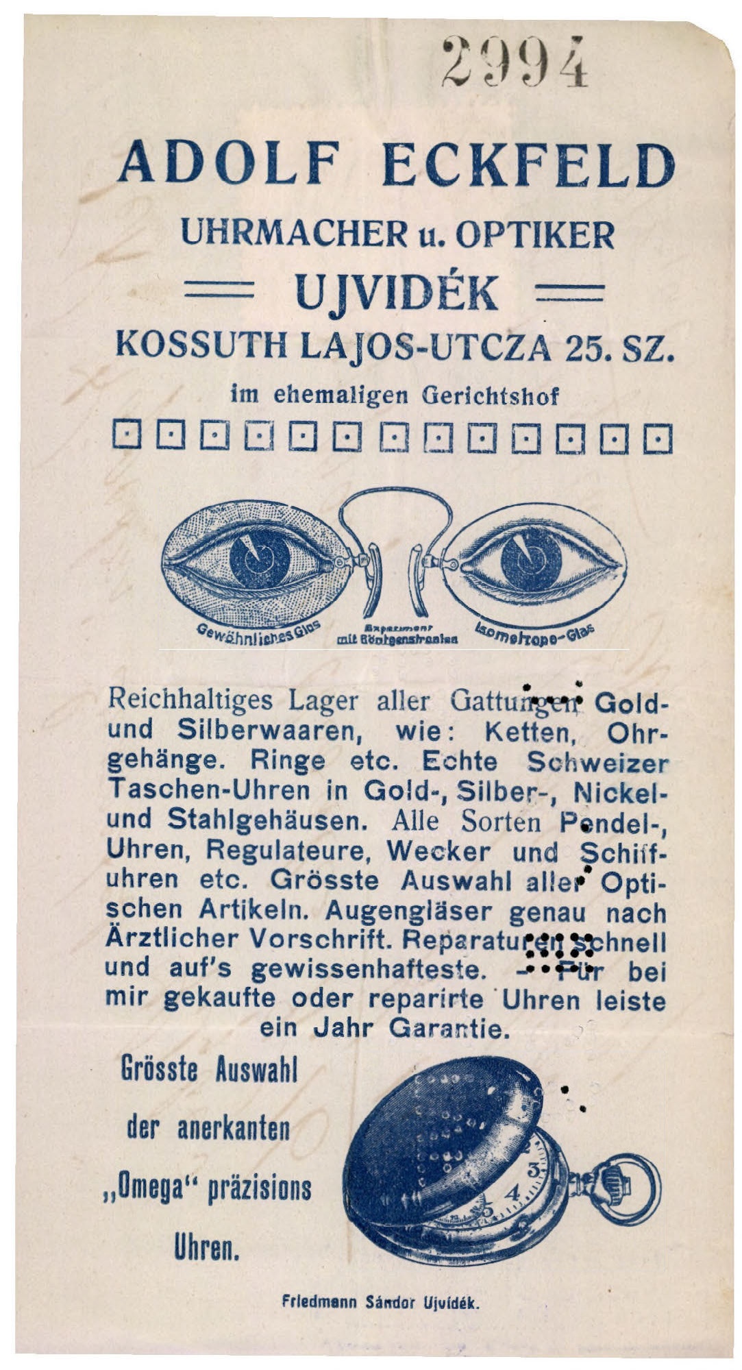 Adolf Eckfeld, óraműves, optikus (Magyar Kereskedelmi és Vendéglátóipari Múzeum CC BY-NC-SA)