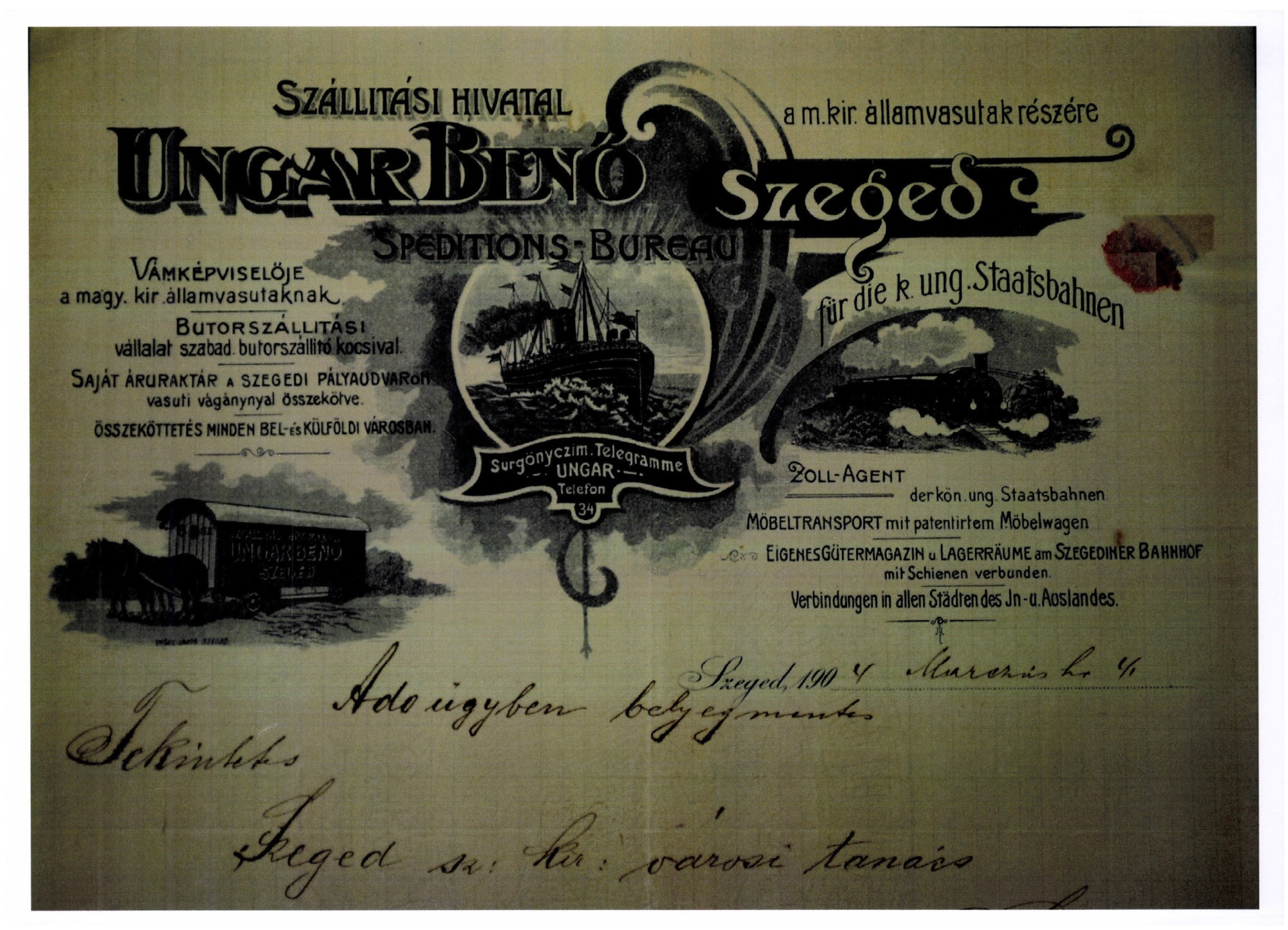Ungar Benő Szállítási Hivatal (Magyar Kereskedelmi és Vendéglátóipari Múzeum CC BY-NC-SA)