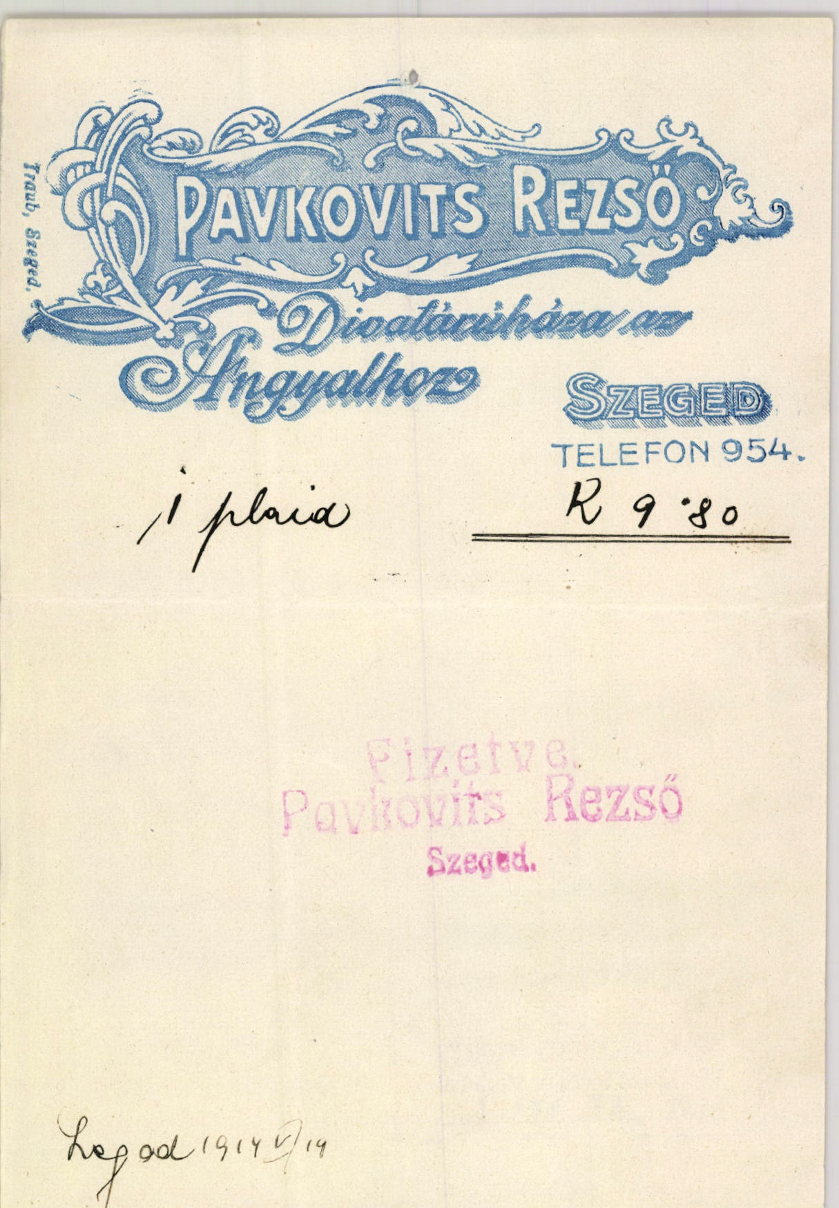 Pavkovits Rezső Divatárúháza az Angyalhoz (Magyar Kereskedelmi és Vendéglátóipari Múzeum CC BY-NC-SA)