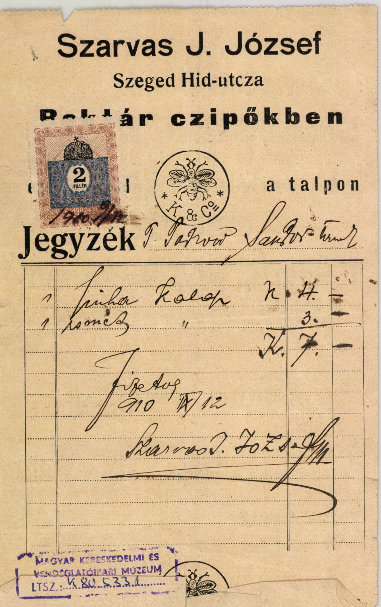 Szarvas J. József Raktár czipőkben (Magyar Kereskedelmi és Vendéglátóipari Múzeum CC BY-NC-SA)
