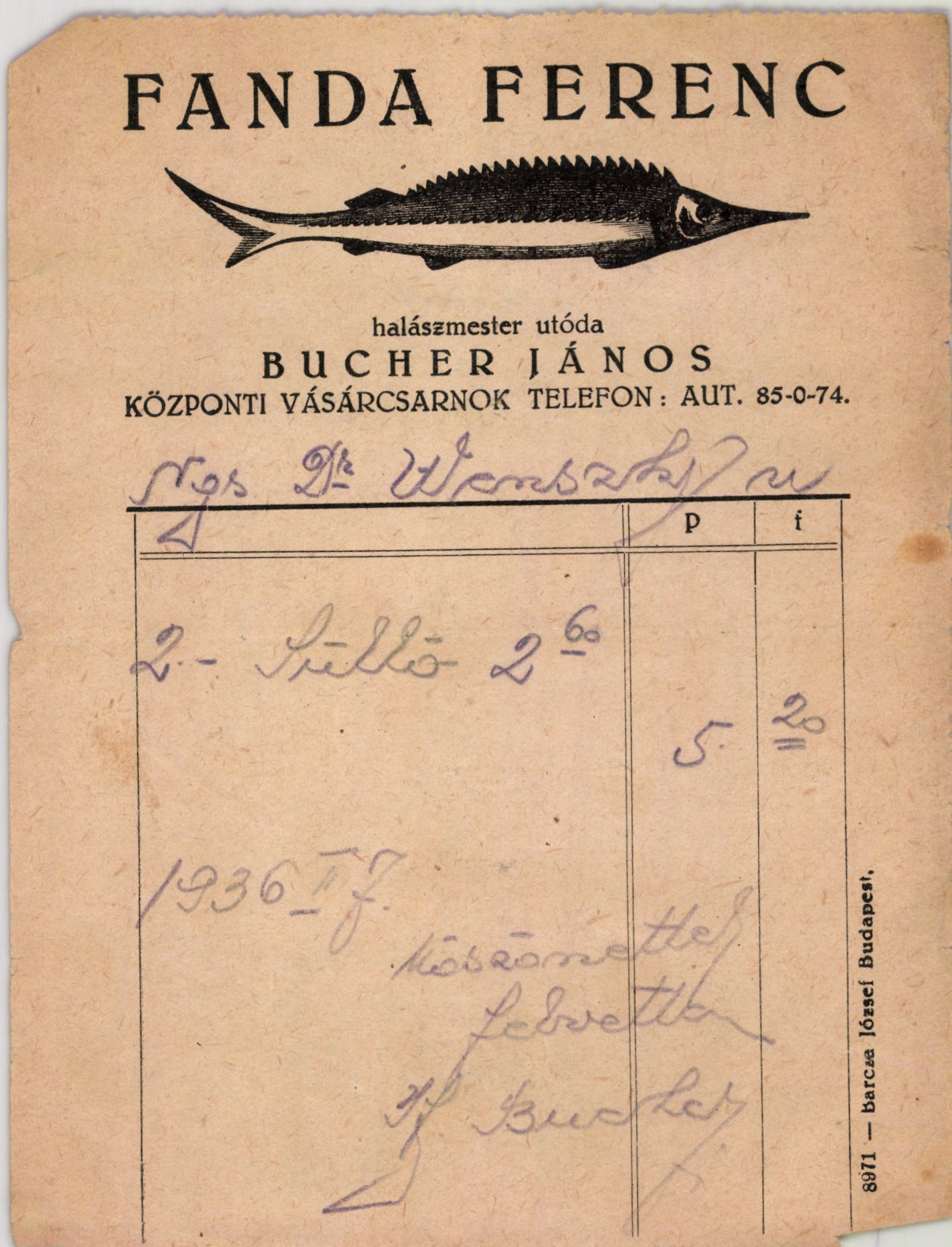 Fanda Ferenc halászmester utóda Bucher János (Magyar Kereskedelmi és Vendéglátóipari Múzeum CC BY-NC-SA)