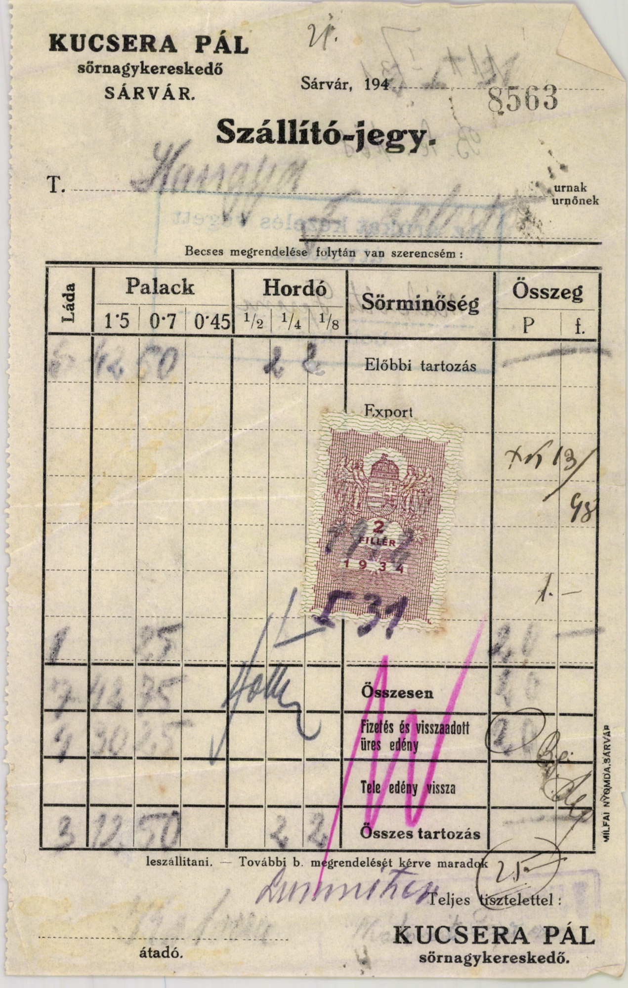 Kucsera Pál sörnagykereskedő (Magyar Kereskedelmi és Vendéglátóipari Múzeum CC BY-NC-SA)