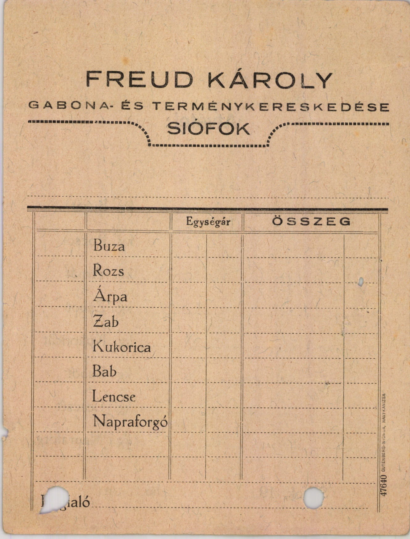 Freud Károly gabona- és terménykereskedése (Magyar Kereskedelmi és Vendéglátóipari Múzeum CC BY-NC-SA)