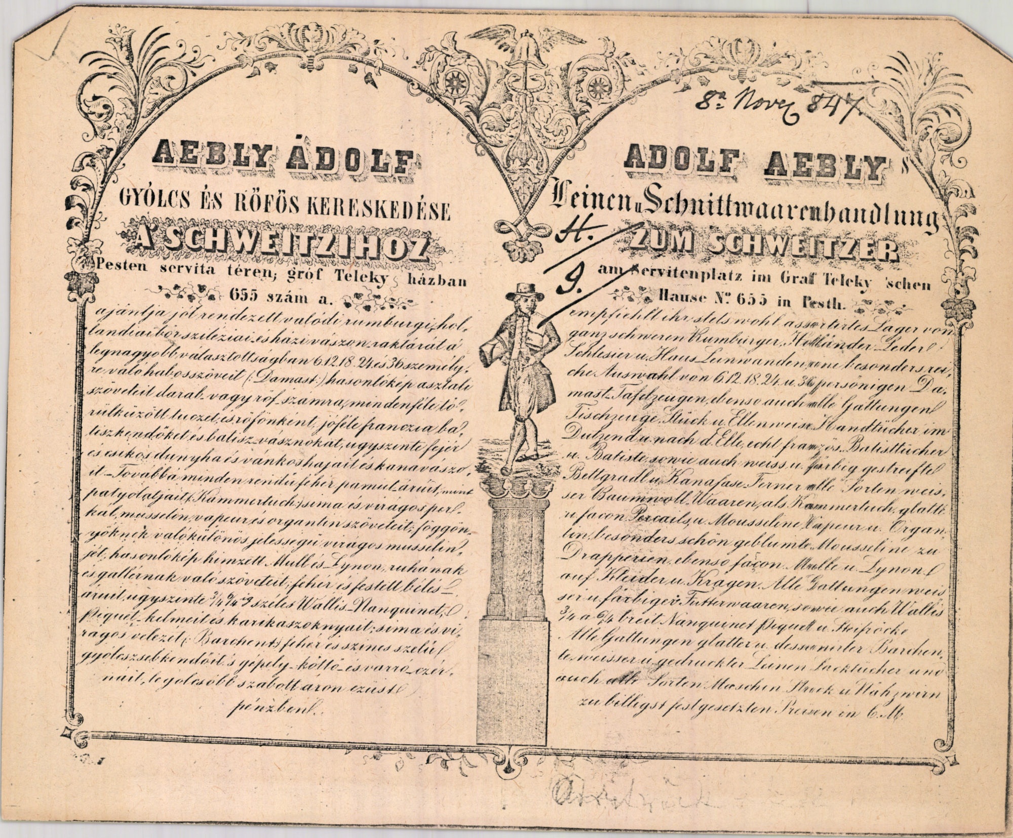 Aebly Adolf számla (Magyar Kereskedelmi és Vendéglátóipari Múzeum CC BY-NC-SA)
