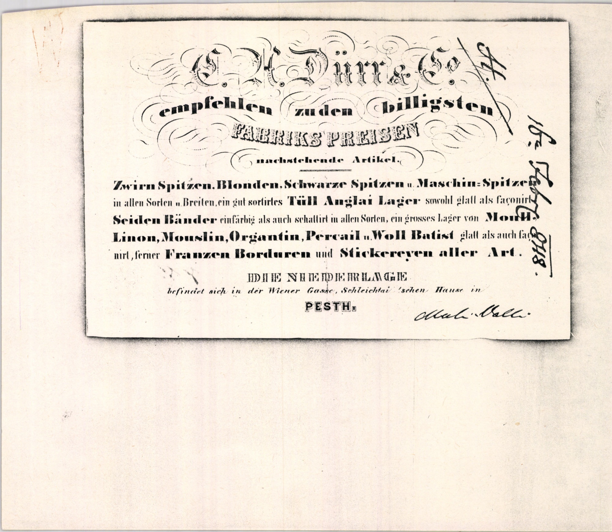 H. Dürr & Co. (és Társa) számla (Magyar Kereskedelmi és Vendéglátóipari Múzeum CC BY-NC-SA)