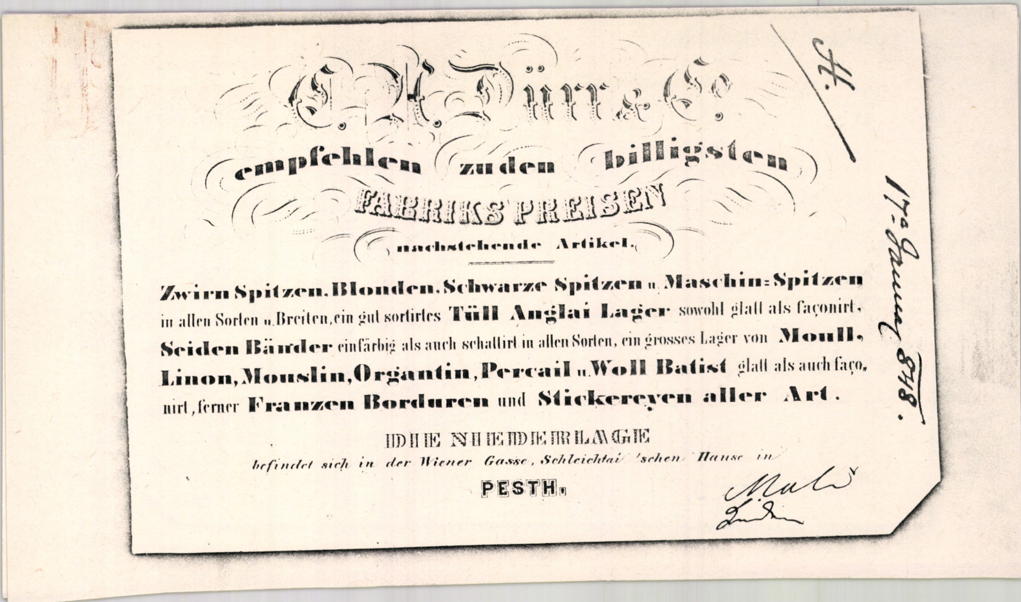 H. Dürr & Co. (és Társa) számla (Magyar Kereskedelmi és Vendéglátóipari Múzeum CC BY-NC-SA)