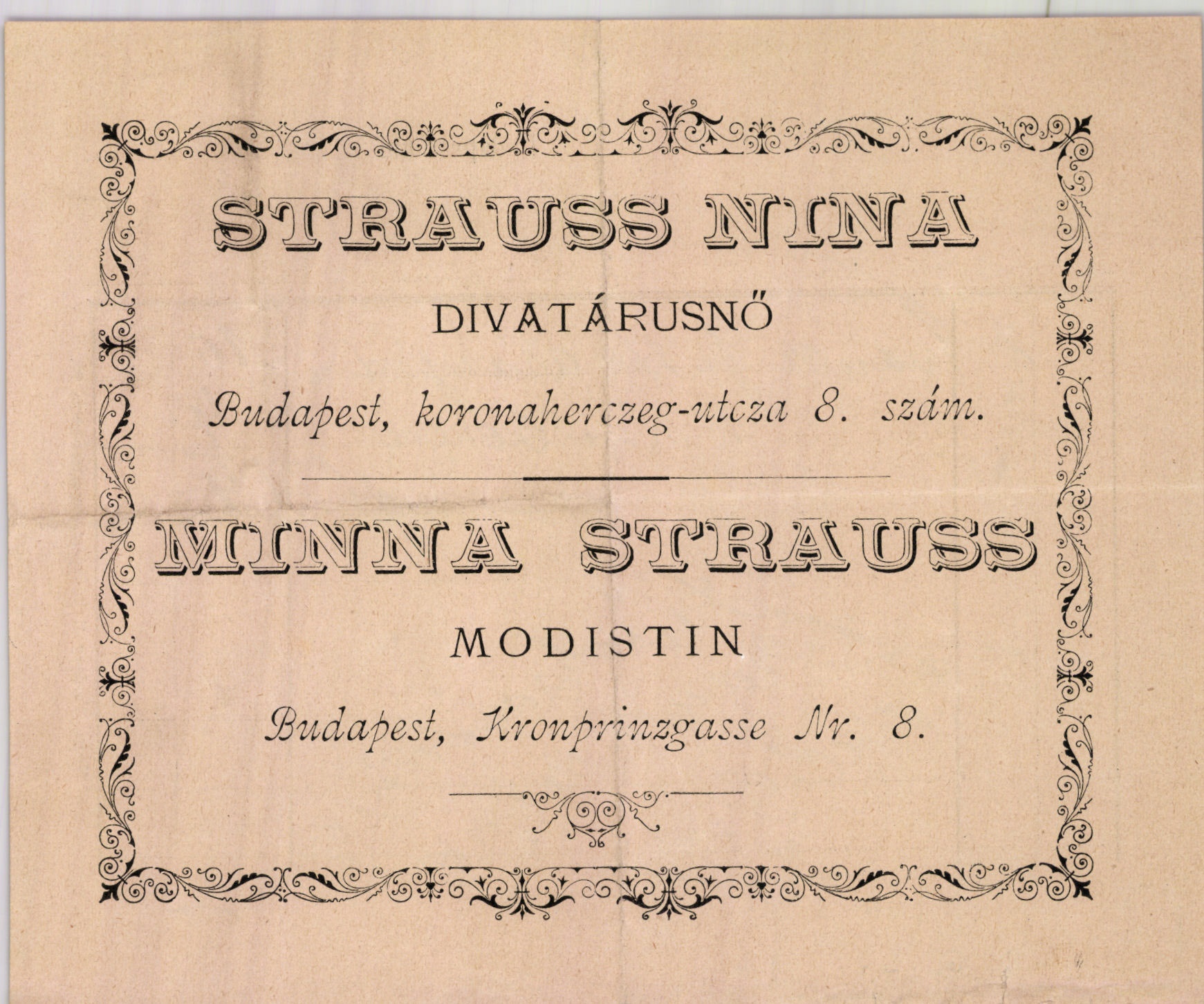 Strauss Nina számla (Magyar Kereskedelmi és Vendéglátóipari Múzeum CC BY-NC-SA)