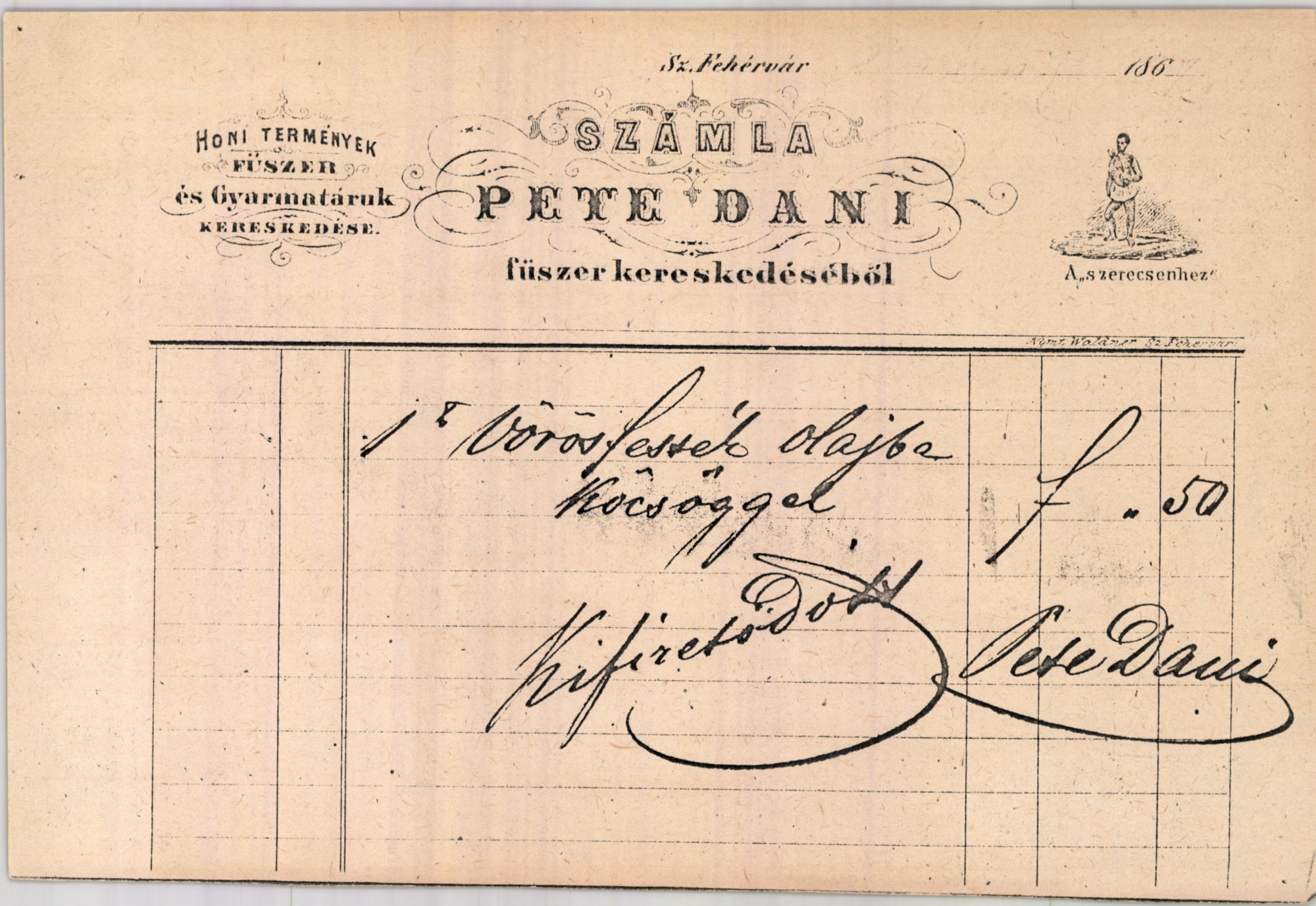 Pete Dani számla (Magyar Kereskedelmi és Vendéglátóipari Múzeum CC BY-NC-SA)