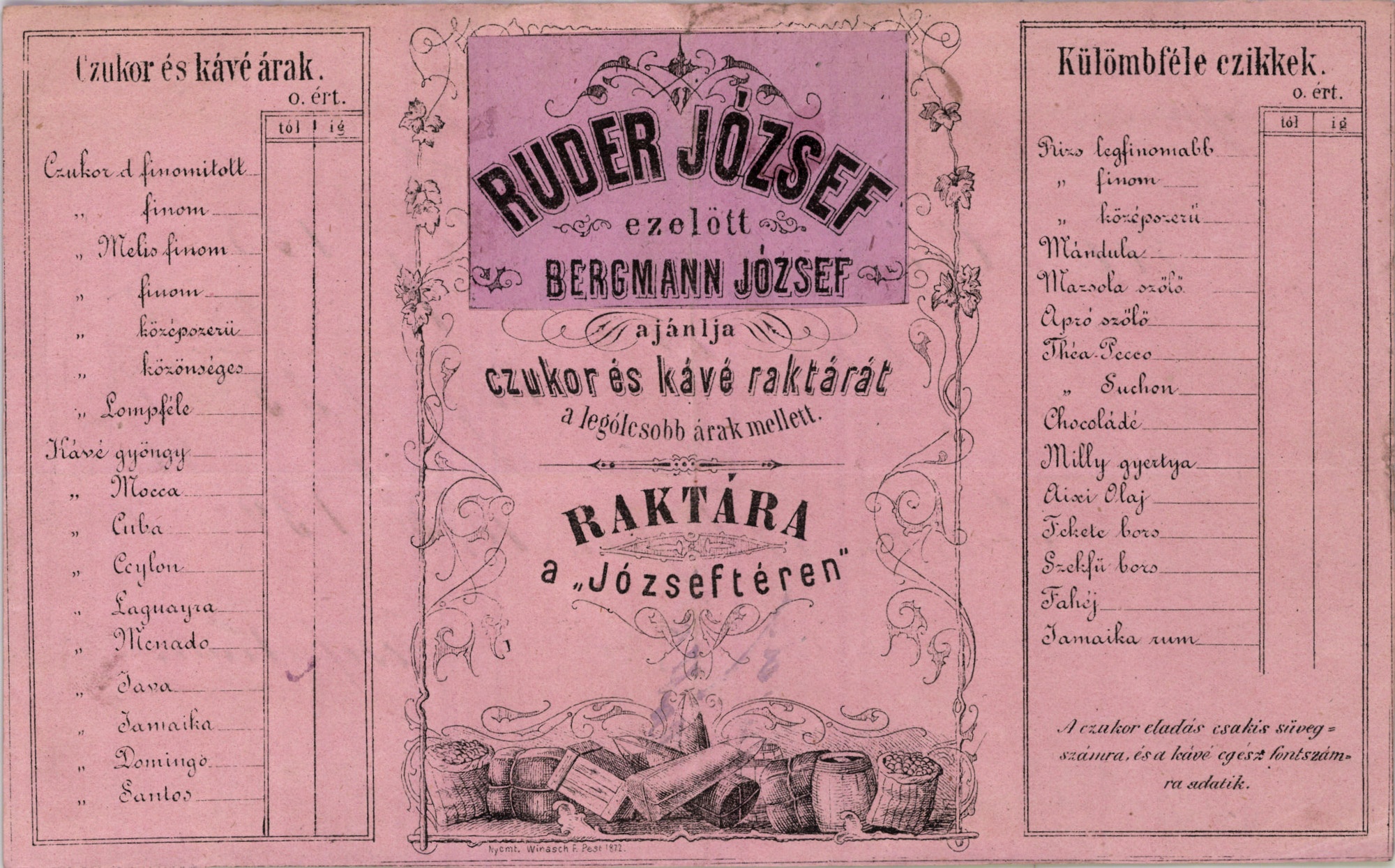 Ruder József számla (Magyar Kereskedelmi és Vendéglátóipari Múzeum CC BY-NC-SA)