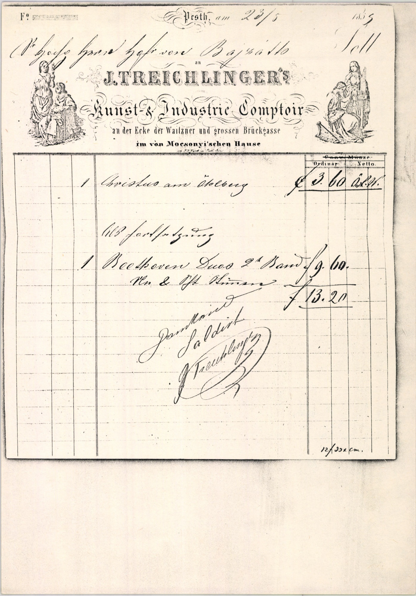 Treichlinger J. számla (Magyar Kereskedelmi és Vendéglátóipari Múzeum CC BY-NC-SA)