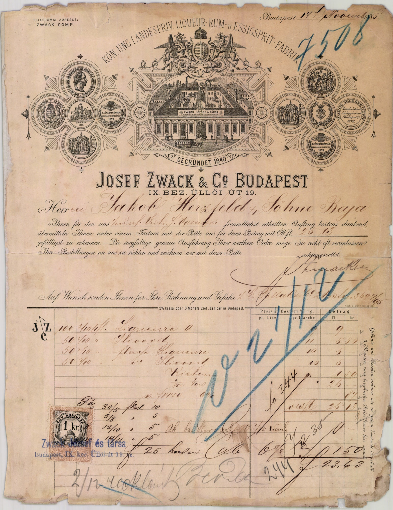 Josef Zwack & Co Budapest (Magyar Kereskedelmi és Vendéglátóipari Múzeum CC BY-NC-SA)