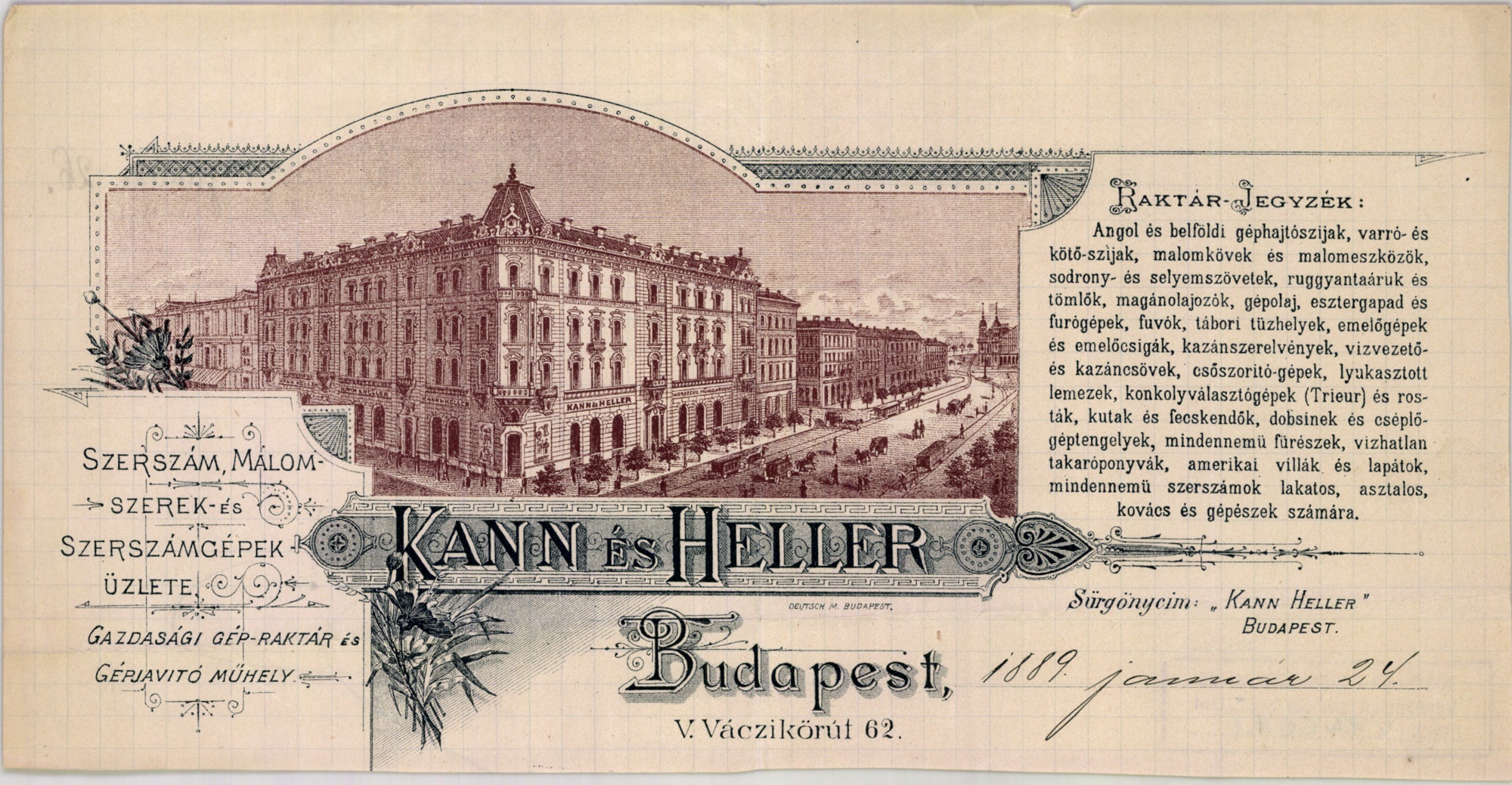 Kann és Heller szerszám, malomszerek és szerszámgépek üzlete (Magyar Kereskedelmi és Vendéglátóipari Múzeum CC BY-NC-SA)