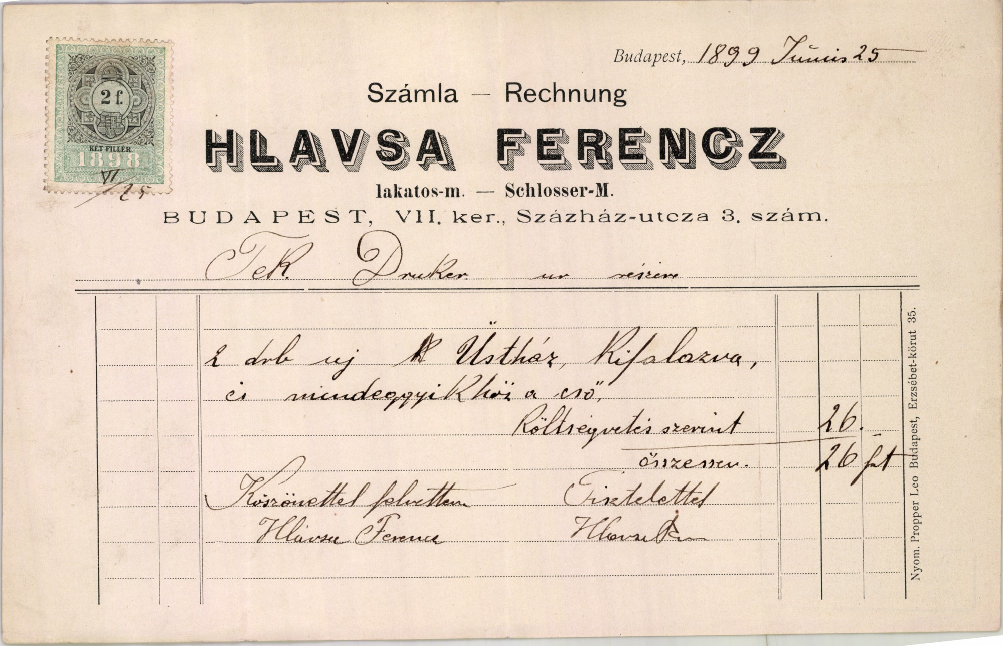 Hlavsa Ferencz lakatos mester (Magyar Kereskedelmi és Vendéglátóipari Múzeum CC BY-NC-SA)