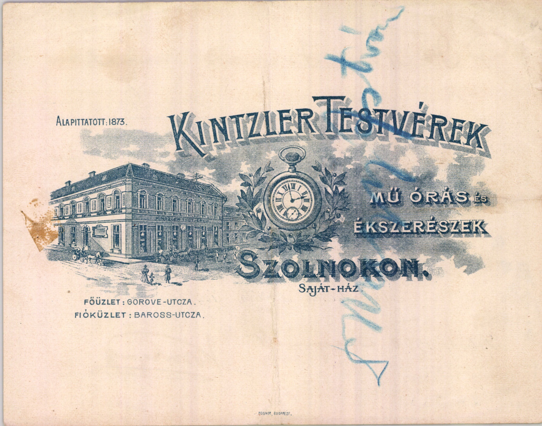 Kintzler Testvérek, mű órás és ékszerészek (Magyar Kereskedelmi és Vendéglátóipari Múzeum CC BY-NC-SA)