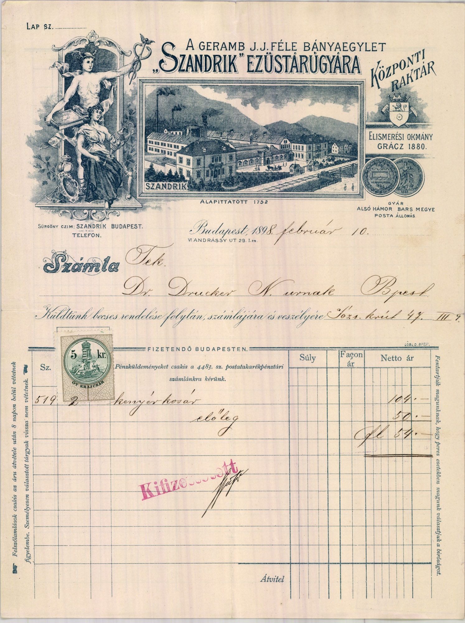 A Geramb J. J. féle bányaegylet Szandrik ezüstgyára (Magyar Kereskedelmi és Vendéglátóipari Múzeum CC BY-NC-SA)
