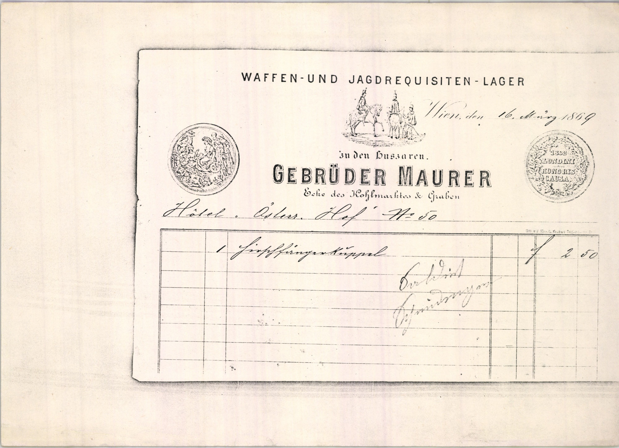 Maurer Testvérek számla (Magyar Kereskedelmi és Vendéglátóipari Múzeum CC BY-NC-SA)