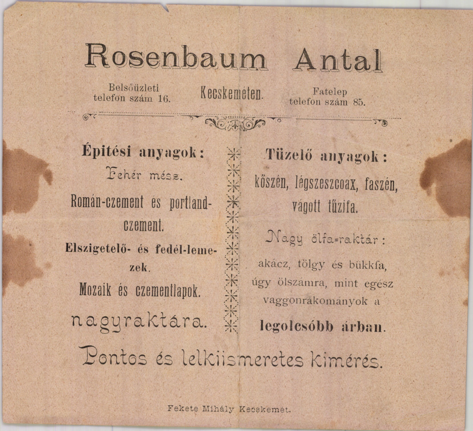 Rosenbaum Antal, építési anyagok nagyraktára (Magyar Kereskedelmi és Vendéglátóipari Múzeum CC BY-NC-SA)