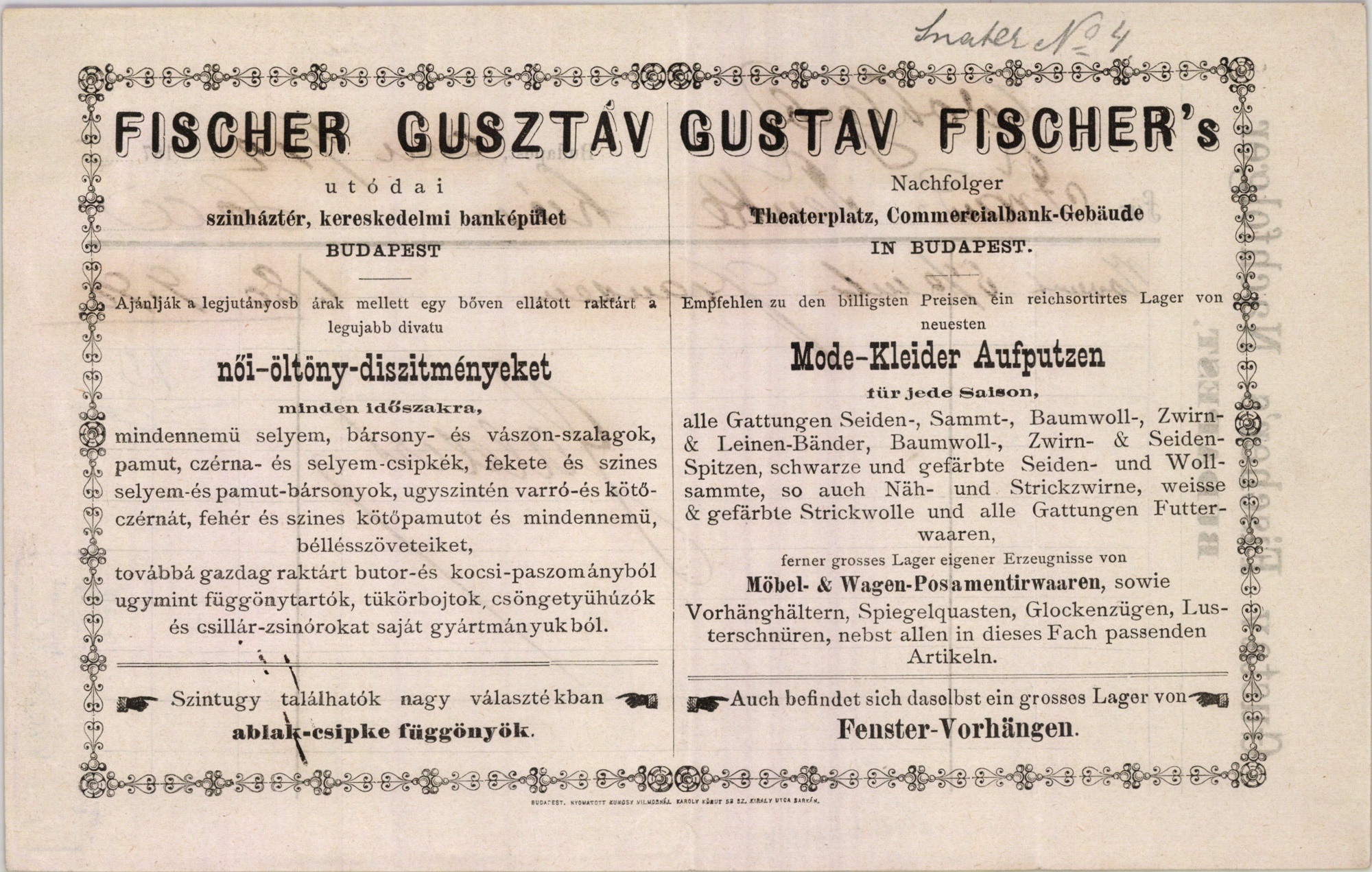 Fischer Gusztáv utódai, női öltöny díszítmények (Magyar Kereskedelmi és Vendéglátóipari Múzeum CC BY-NC-SA)