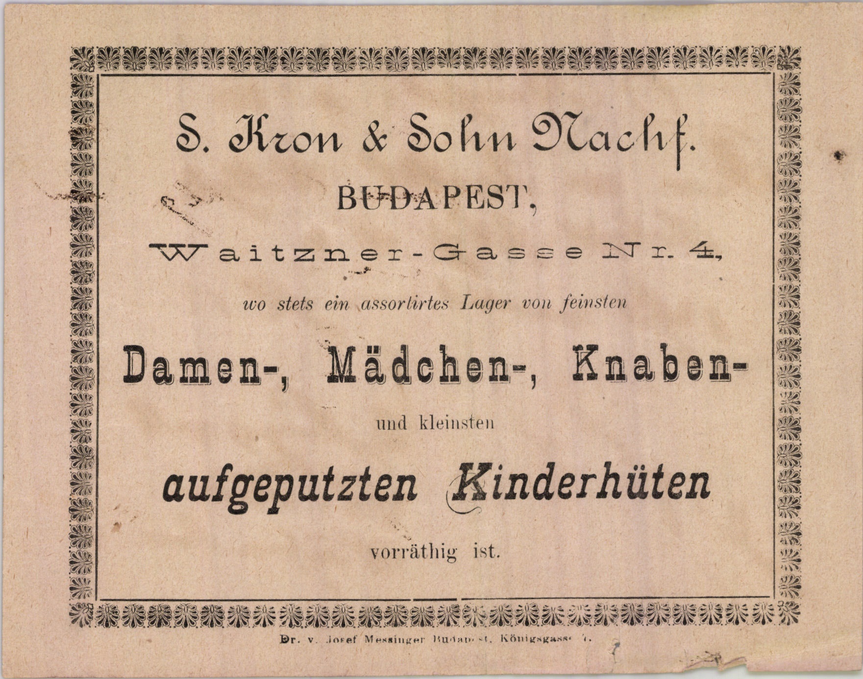 S. Kron & Sohn Nachf (Magyar Kereskedelmi és Vendéglátóipari Múzeum CC BY-NC-SA)