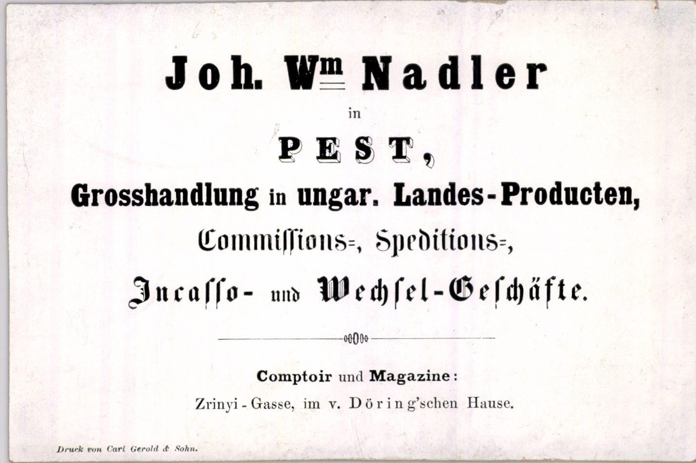 Nadler János reklámlap (Magyar Kereskedelmi és Vendéglátóipari Múzeum CC BY-NC-SA)