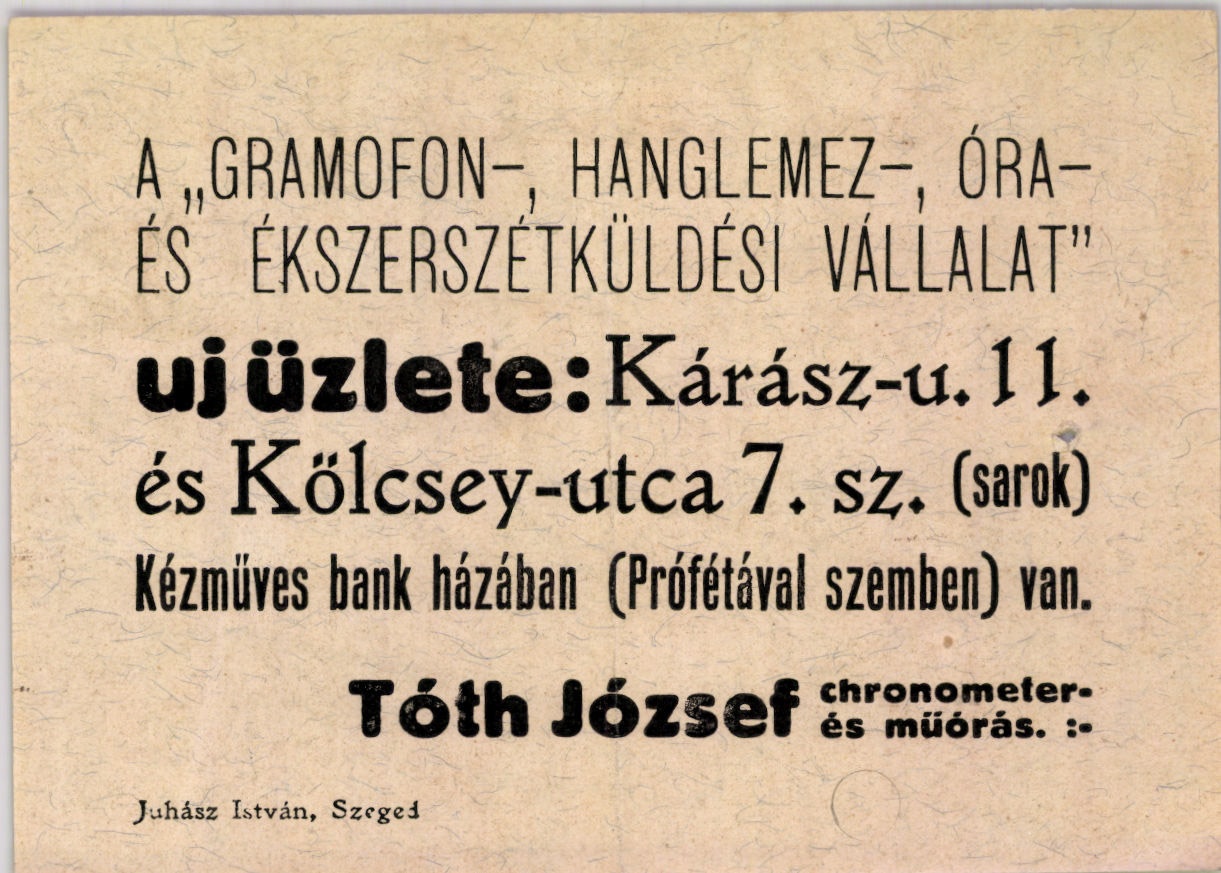 Tóth József chronometer- és műórás (Magyar Kereskedelmi és Vendéglátóipari Múzeum CC BY-NC-SA)