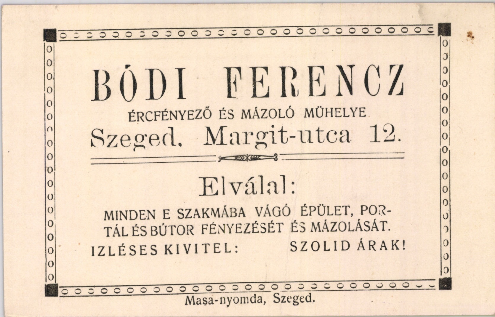 Bódi Ferencz ércfényező és mázoló műhelye (Magyar Kereskedelmi és Vendéglátóipari Múzeum CC BY-NC-SA)