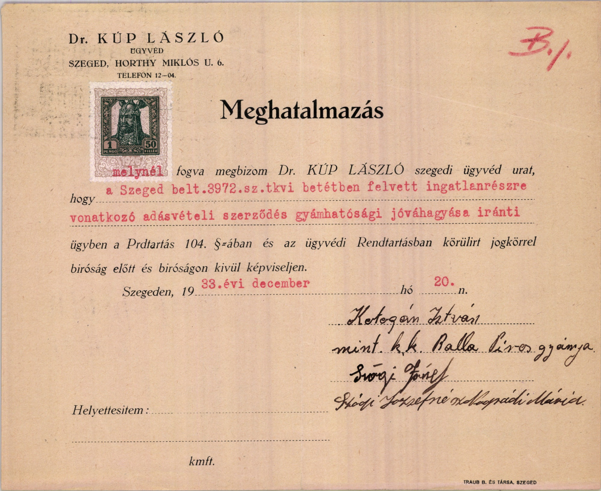 Dr. Kúp László ügyvéd (Magyar Kereskedelmi és Vendéglátóipari Múzeum CC BY-NC-SA)