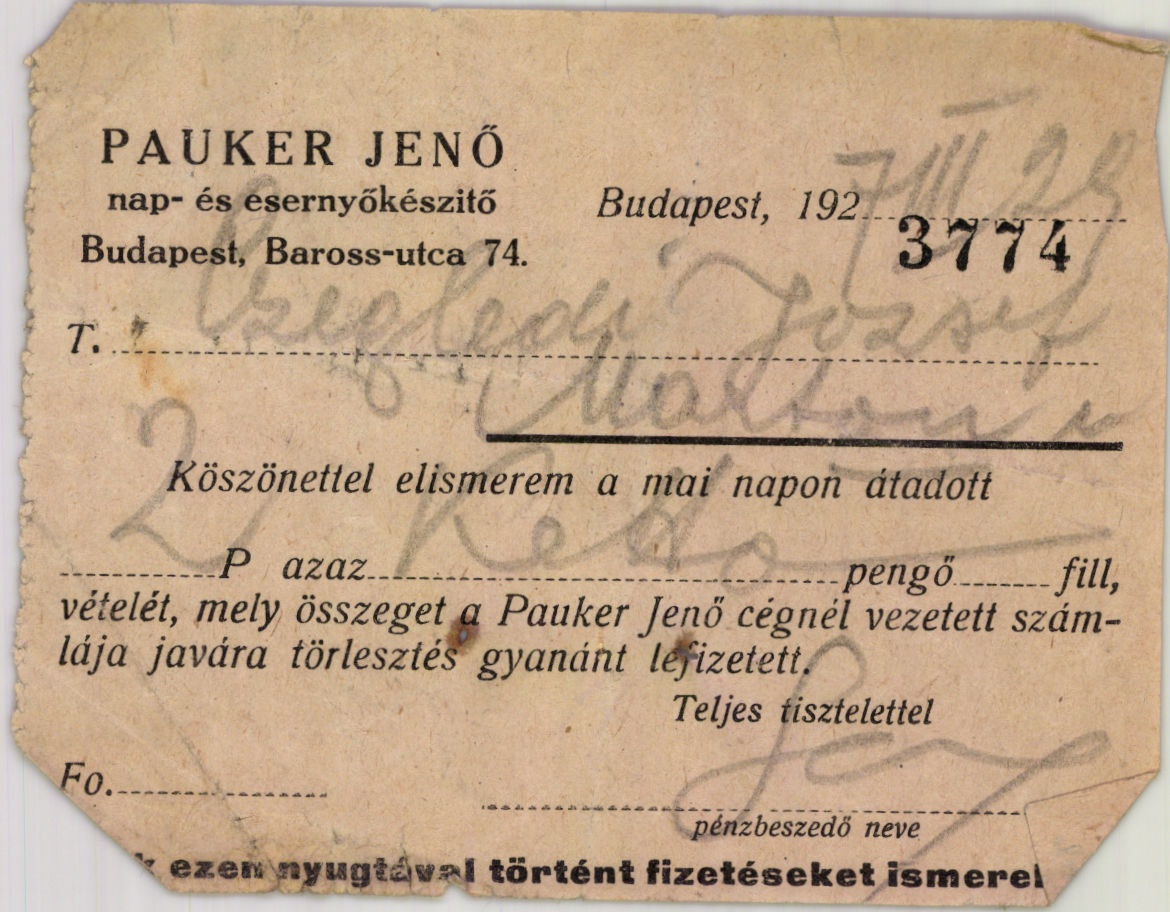 Pauker Jenő nap- és esernyőkészítő (Magyar Kereskedelmi és Vendéglátóipari Múzeum CC BY-NC-SA)