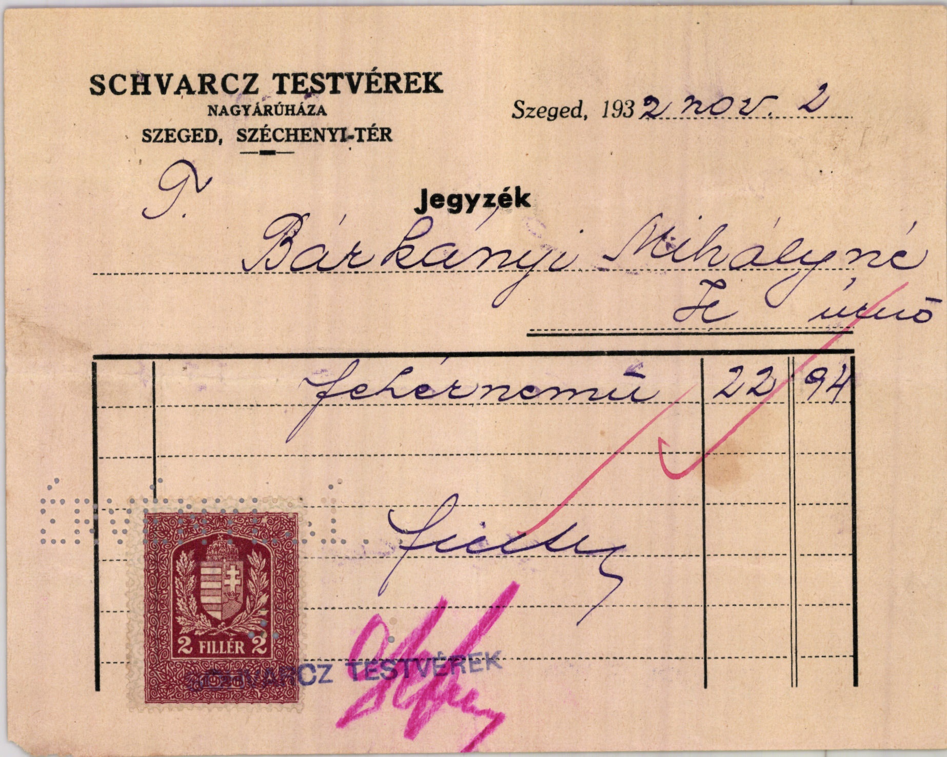 Schvarcz Testvérek nagyárúháza (Magyar Kereskedelmi és Vendéglátóipari Múzeum CC BY-NC-SA)