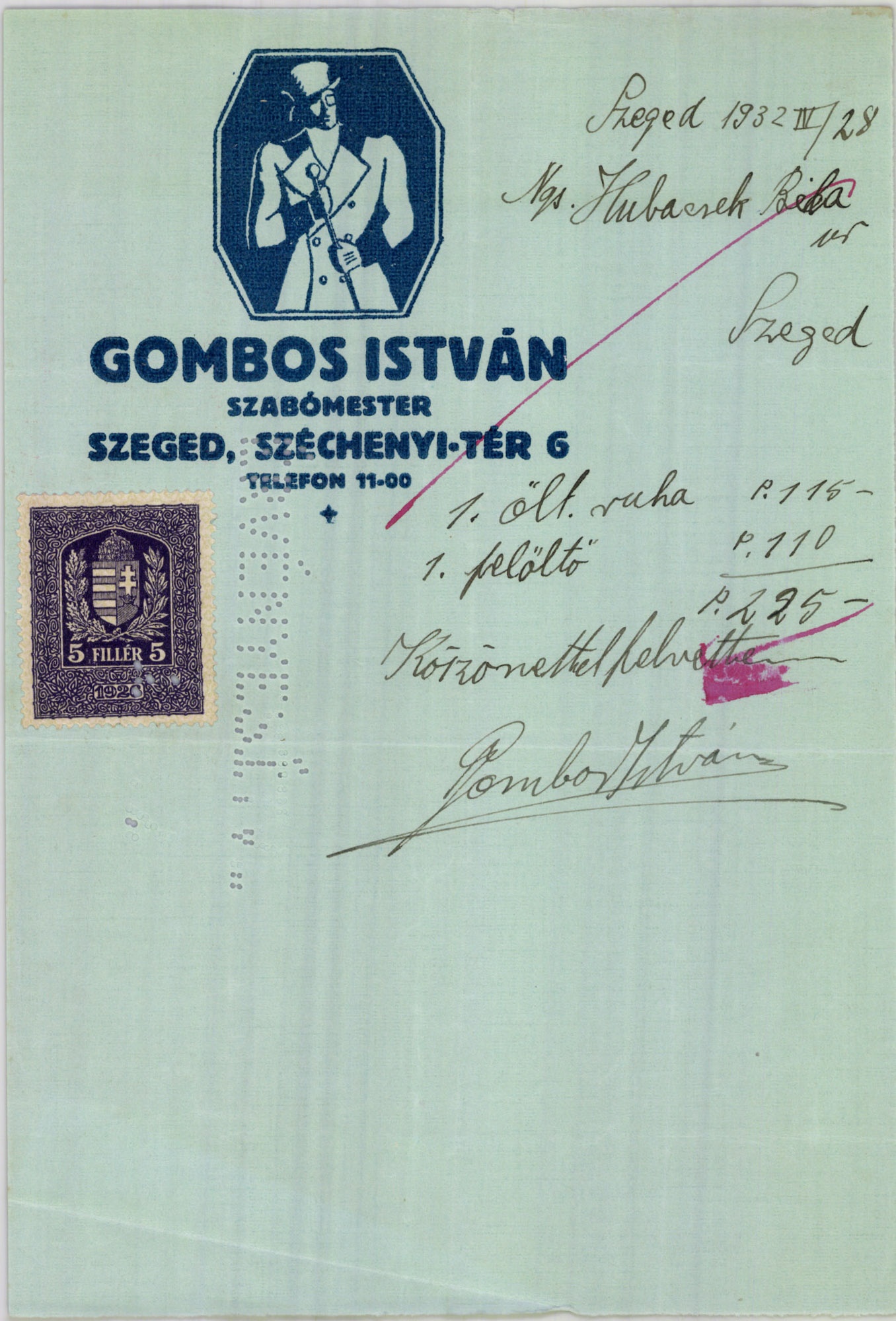 Gombos István szabómester (Magyar Kereskedelmi és Vendéglátóipari Múzeum CC BY-NC-SA)