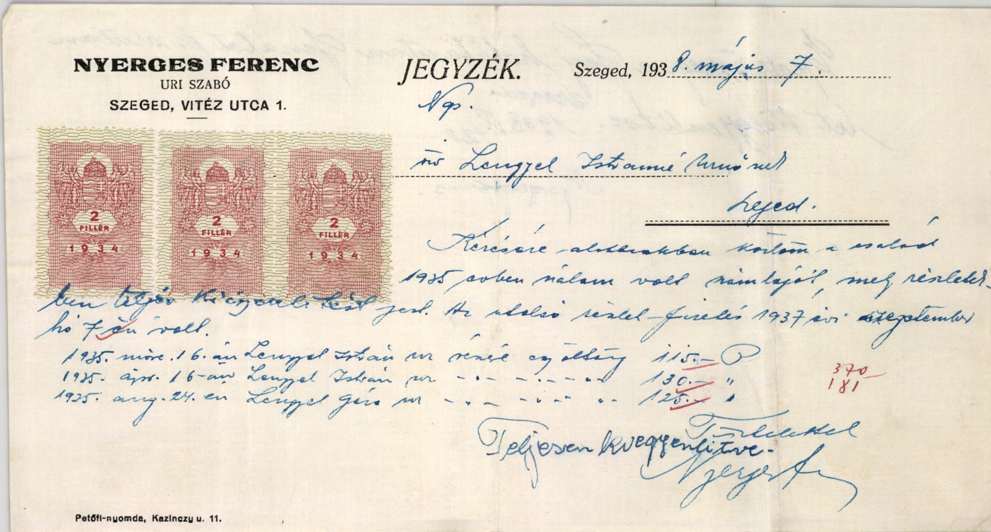 Nyerges Ferenc uri szabó (Magyar Kereskedelmi és Vendéglátóipari Múzeum CC BY-NC-SA)