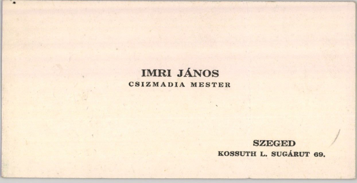 Imri János csizmadia mester (Magyar Kereskedelmi és Vendéglátóipari Múzeum CC BY-NC-SA)