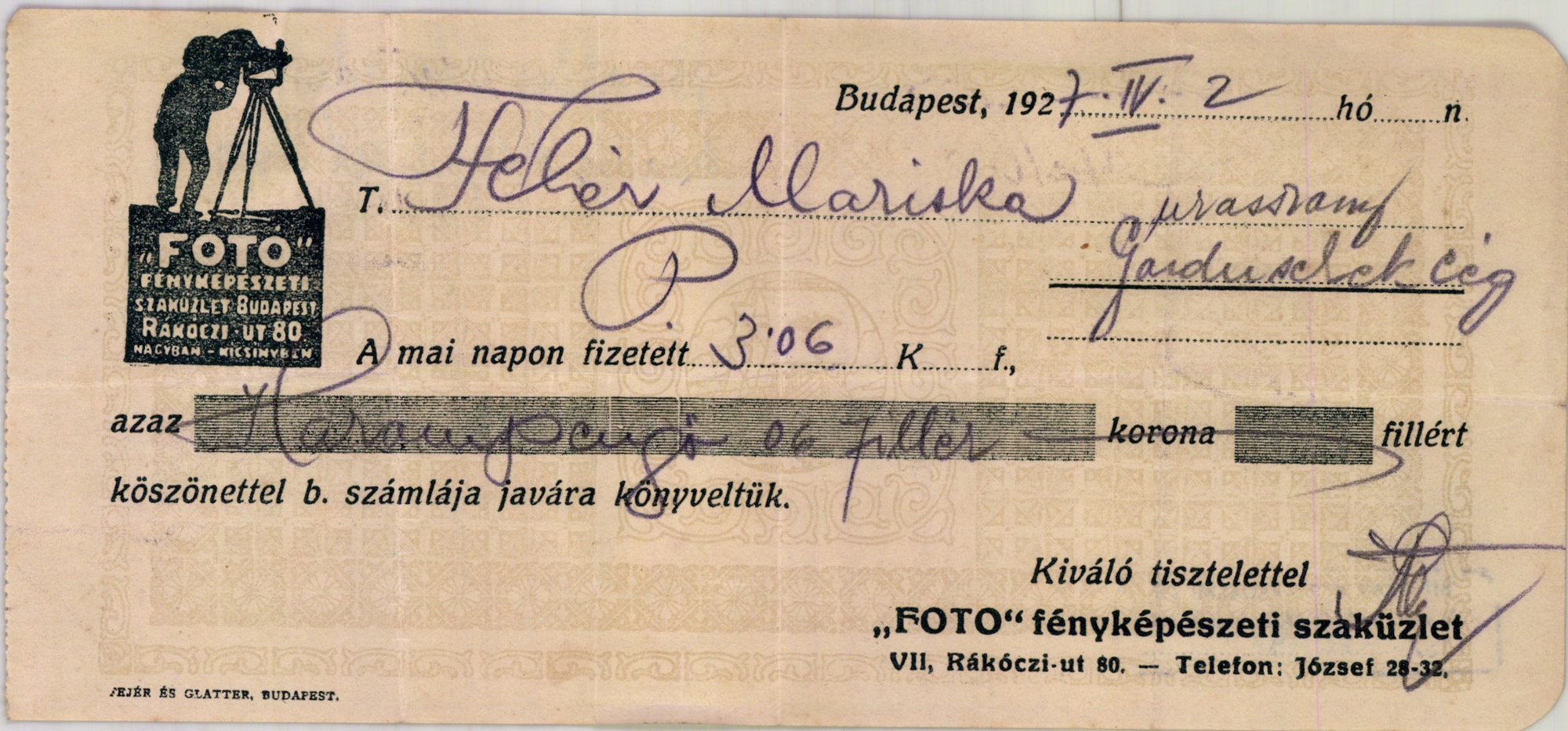 "Fotó" fényképészeti szaküzlet (Magyar Kereskedelmi és Vendéglátóipari Múzeum CC BY-NC-SA)