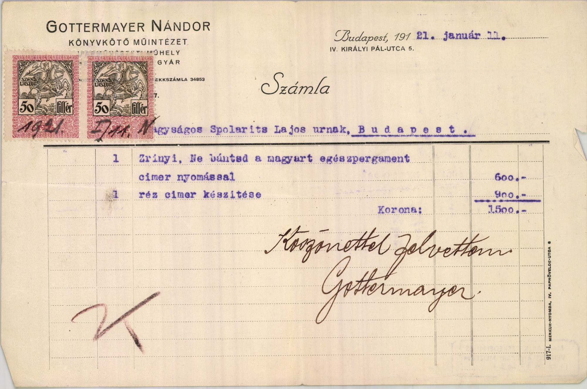 Gottermayer Nándor Könyvkötő Műintézete (Magyar Kereskedelmi és Vendéglátóipari Múzeum CC BY-NC-SA)