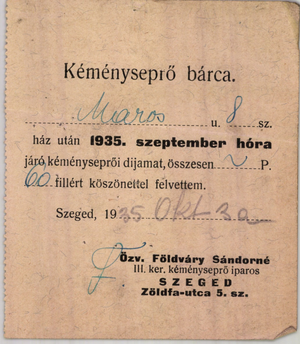Özv. Földváry Sándorné III. ker. kéményseprő iparos (Magyar Kereskedelmi és Vendéglátóipari Múzeum CC BY-NC-SA)
