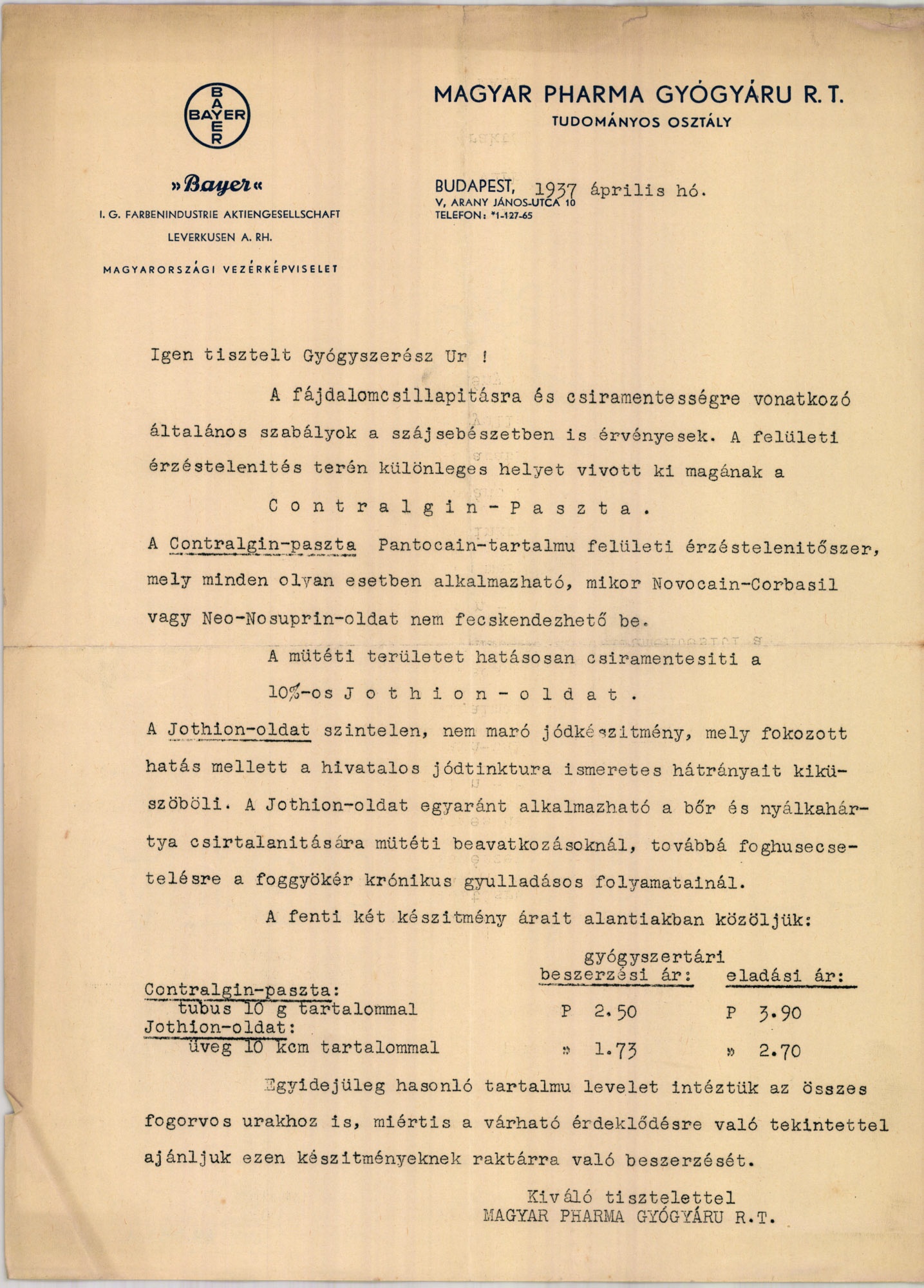Magyar Pharma Gyógyáru R. T. Tudományos osztály (Magyar Kereskedelmi és Vendéglátóipari Múzeum CC BY-NC-SA)