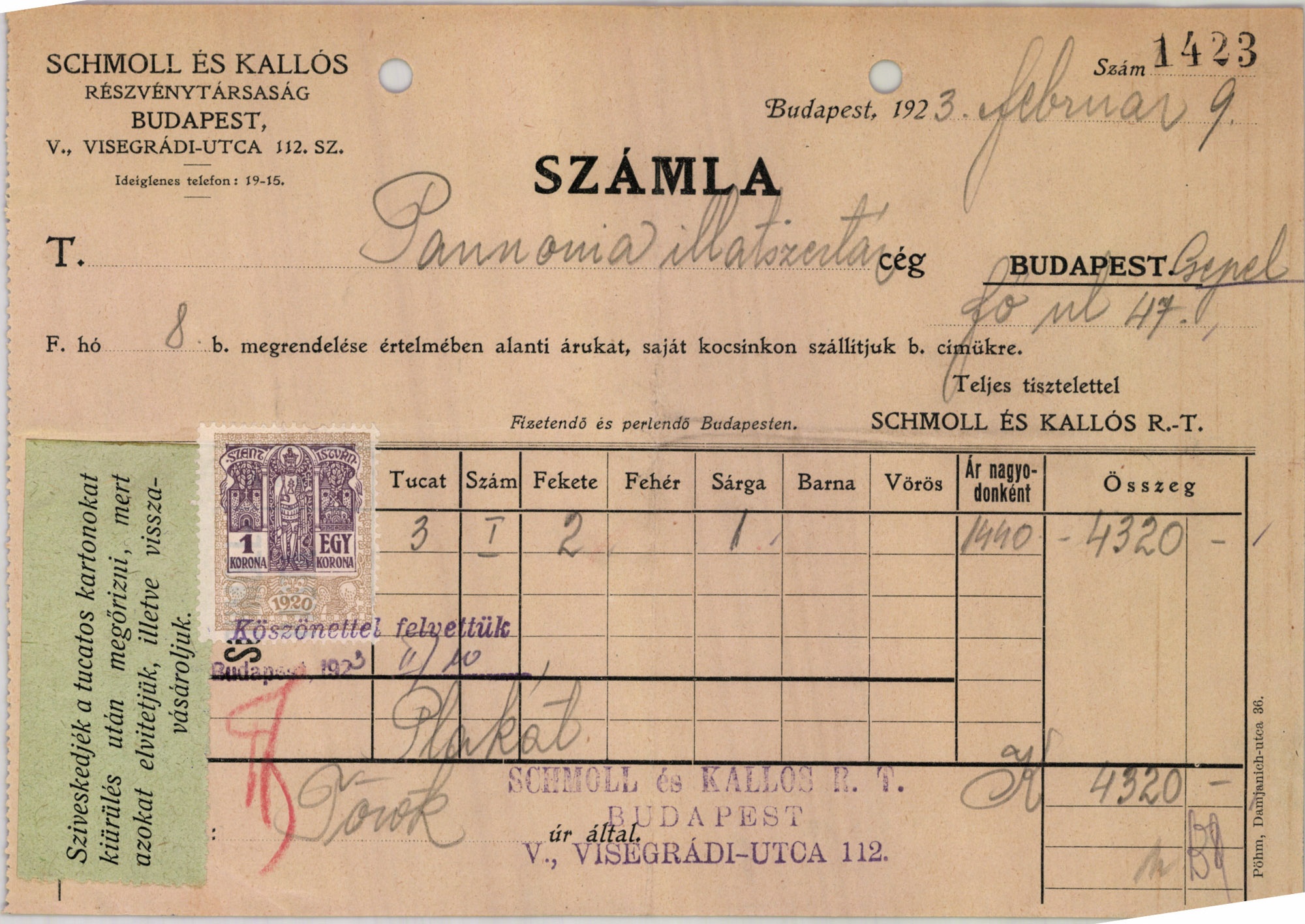 Schmoll és Kallós Részvénytársaság (Magyar Kereskedelmi és Vendéglátóipari Múzeum CC BY-NC-SA)